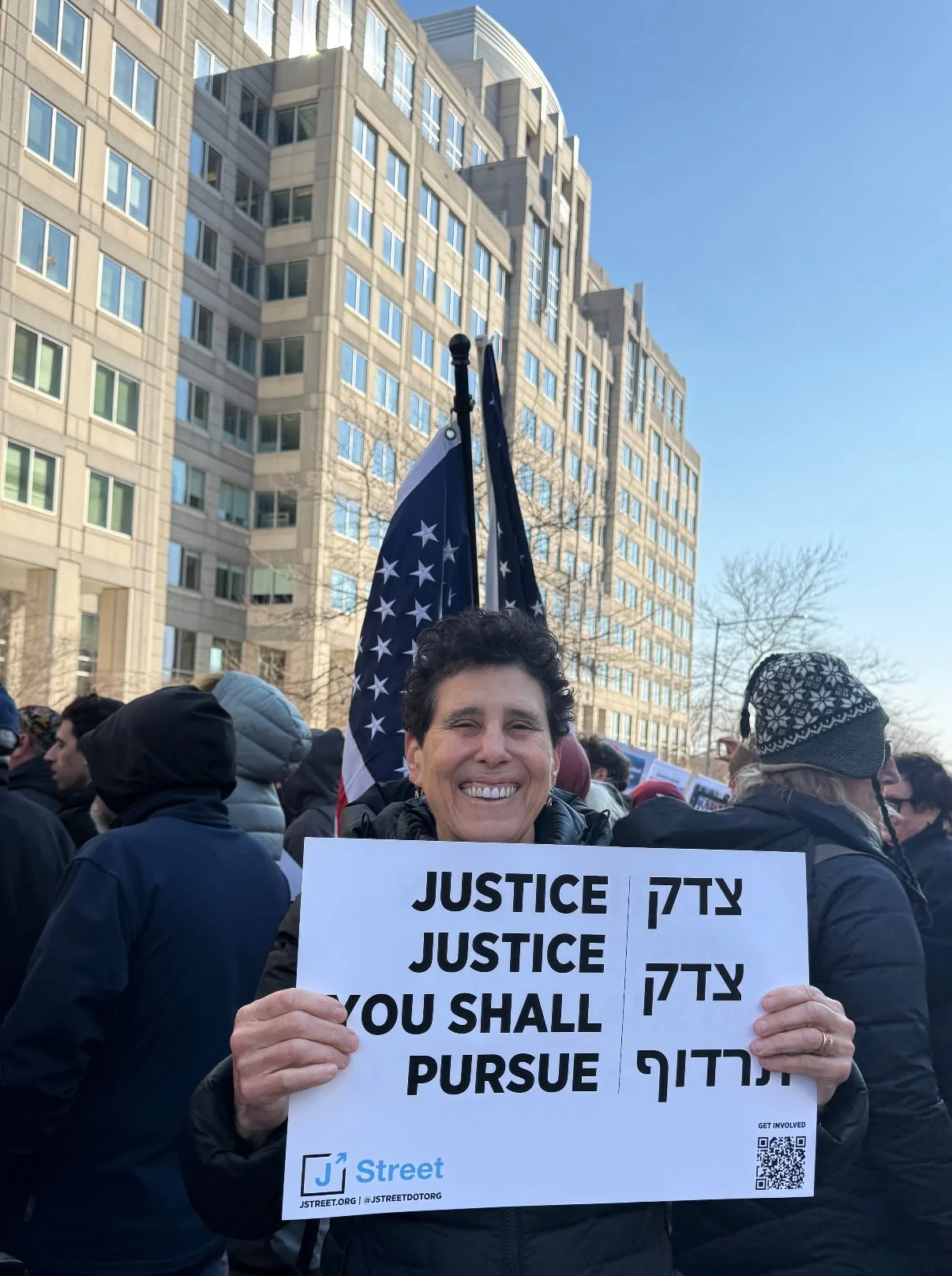   NJN board member Debra Katz at the protest.  