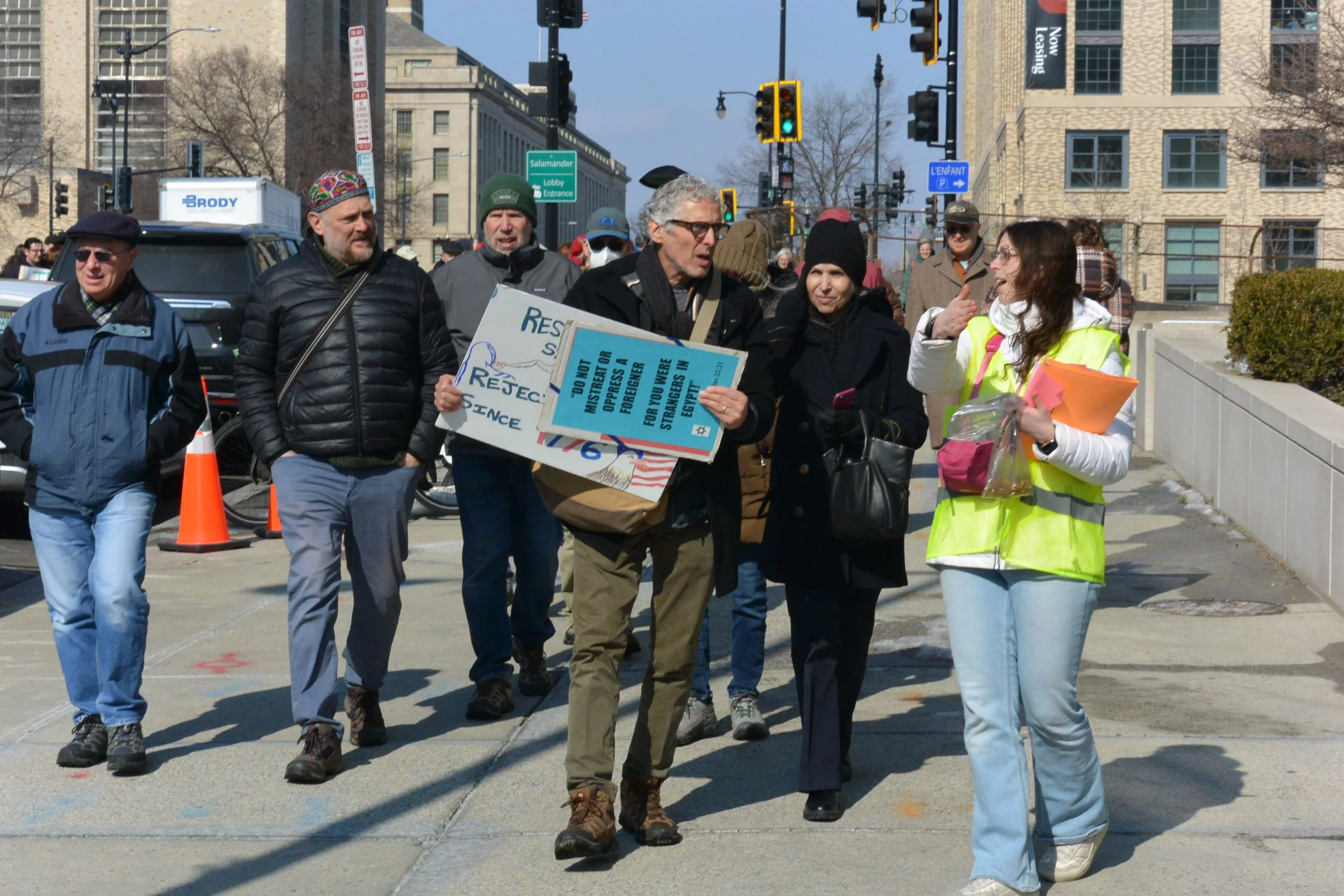   NJN’s Director of Programs Maxxe Albert-Deitch acting as a crowd marshal.   