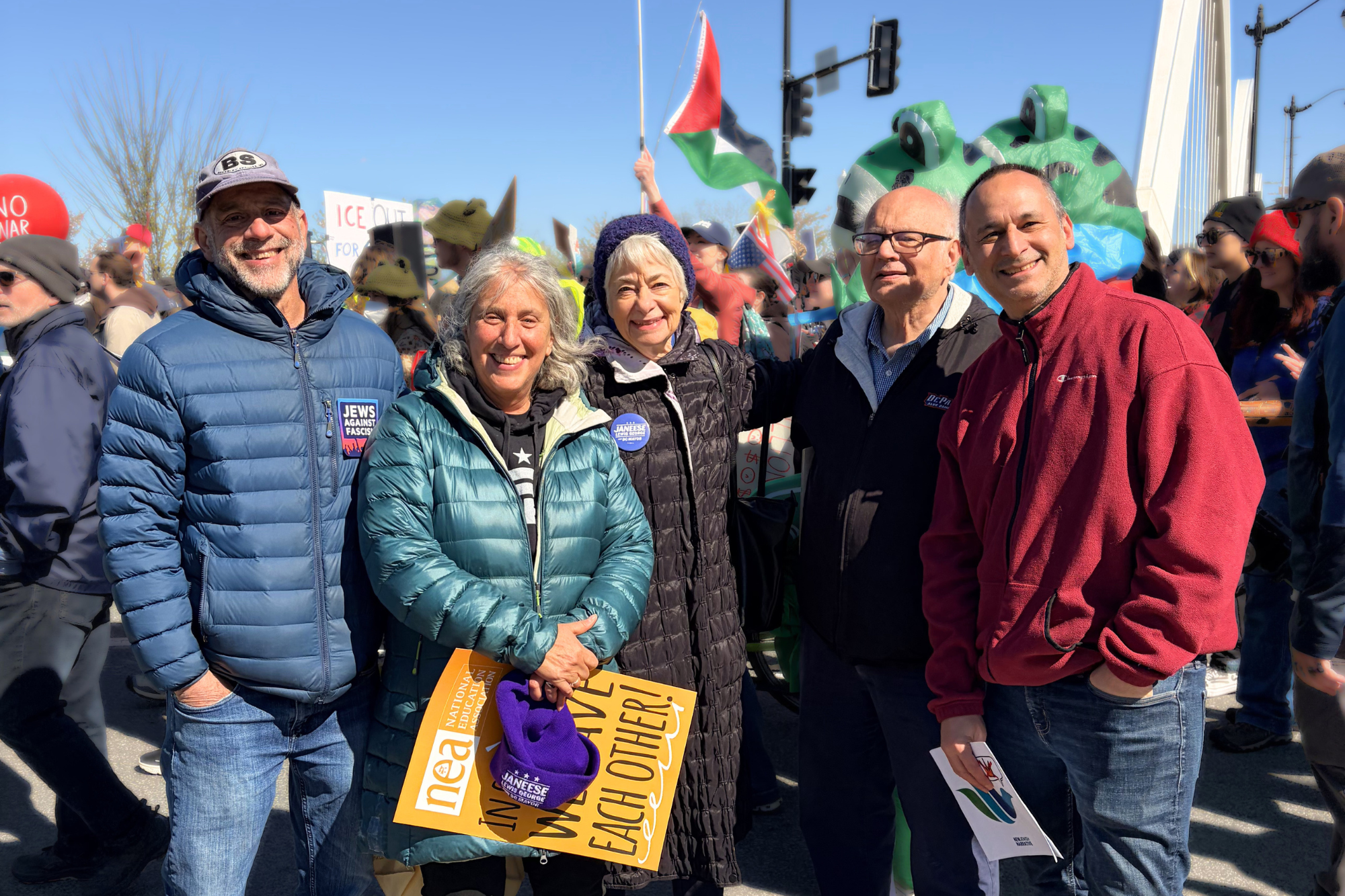  NJN's Hadar Susskind, accompanied by friends Heather Booth, Marilyn Sniderman, and Jeffrey Lerner. 