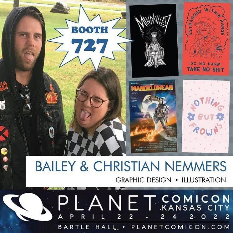 Come see me and my brother  @nerdyguynemmers  at @planetcomiconofficial  on the weekend of April 22-24th!! It&rsquo;s gonna be a blast yo. 🐸💀 I gots illustration goodies to sell. 
.
.
We are INTERROBANG - Booth 727! I&rsquo;d love to see some peopl