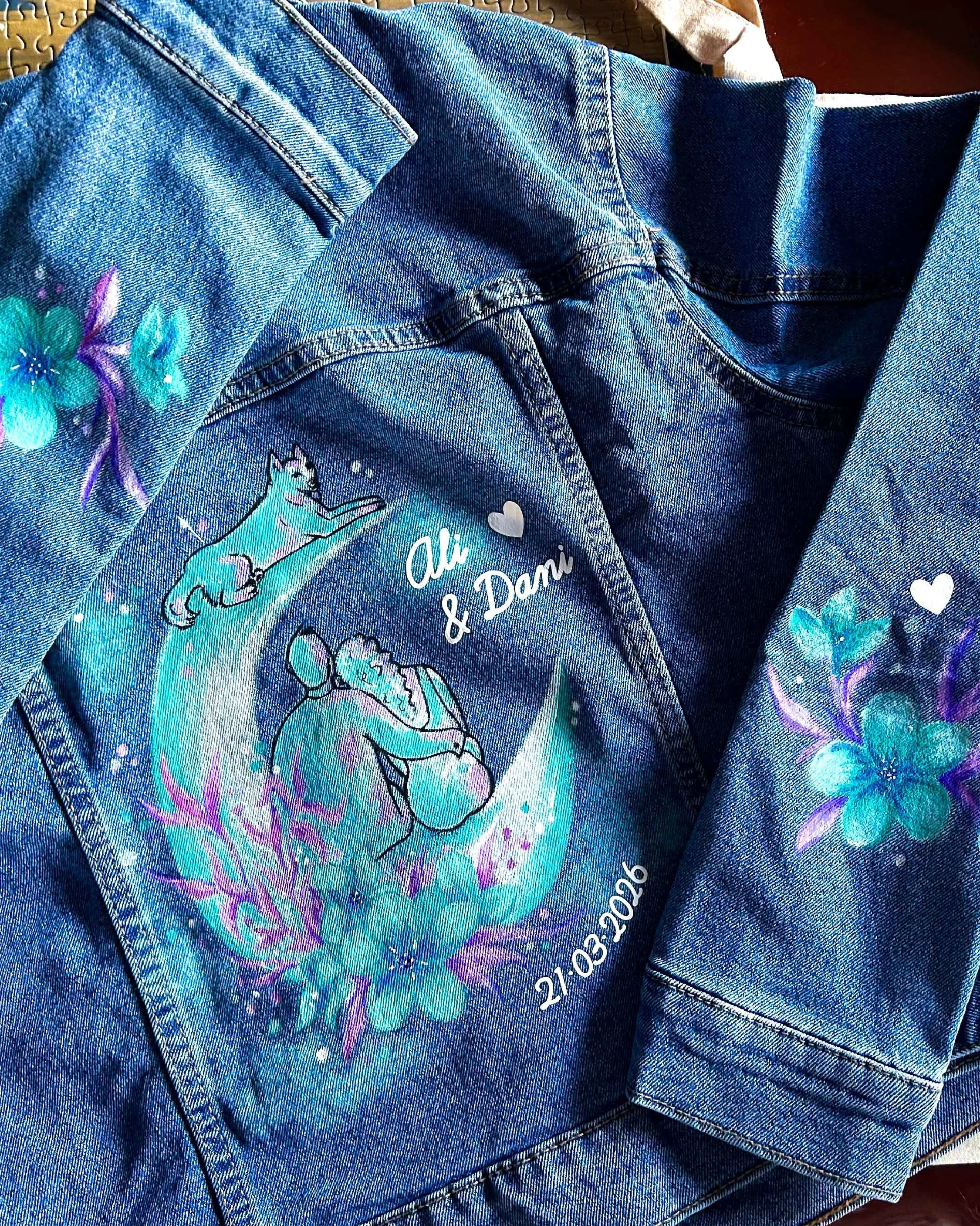 cazadora pintada a mano para la novia