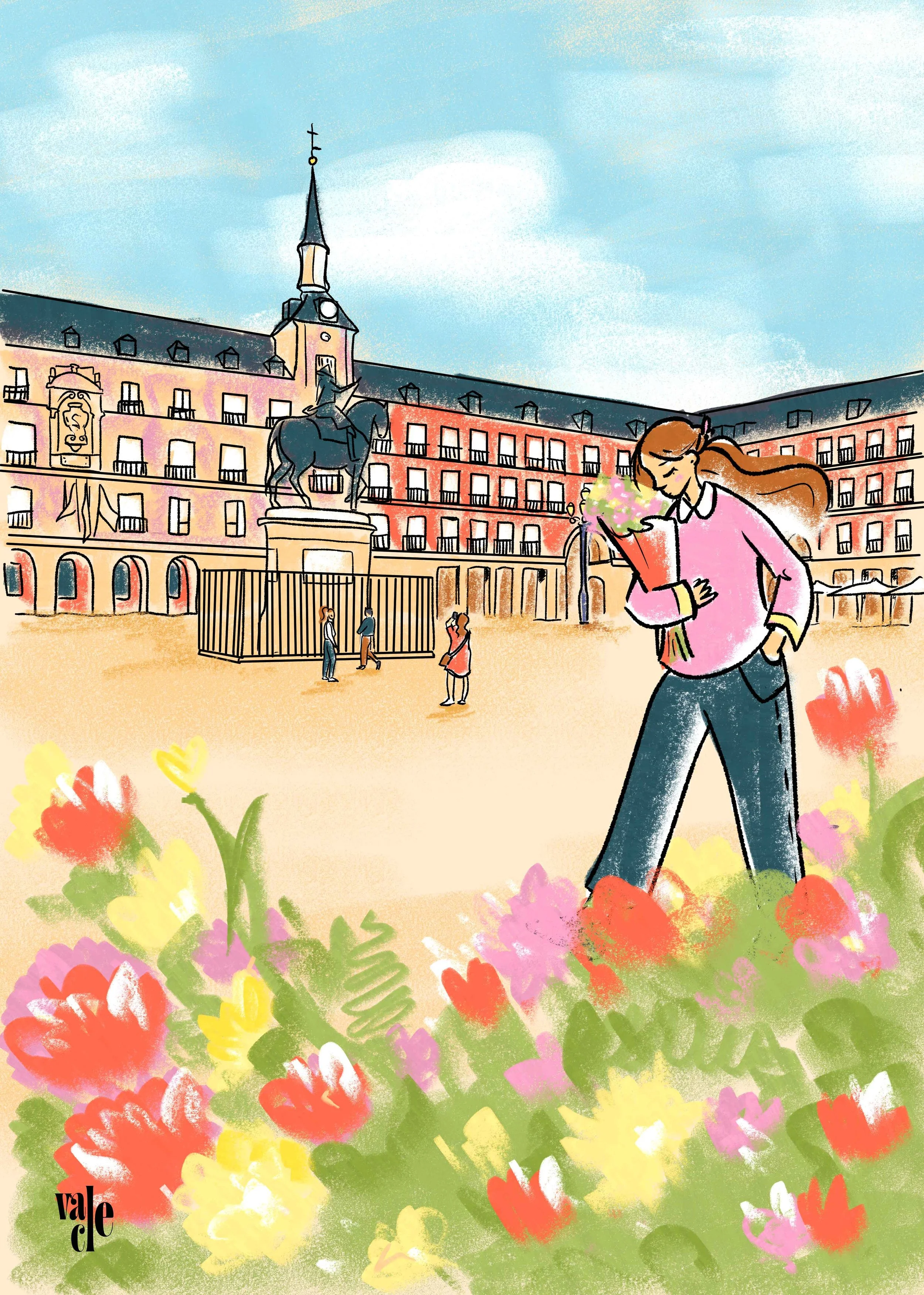 Plaza Mayor en primavera. Madrid.