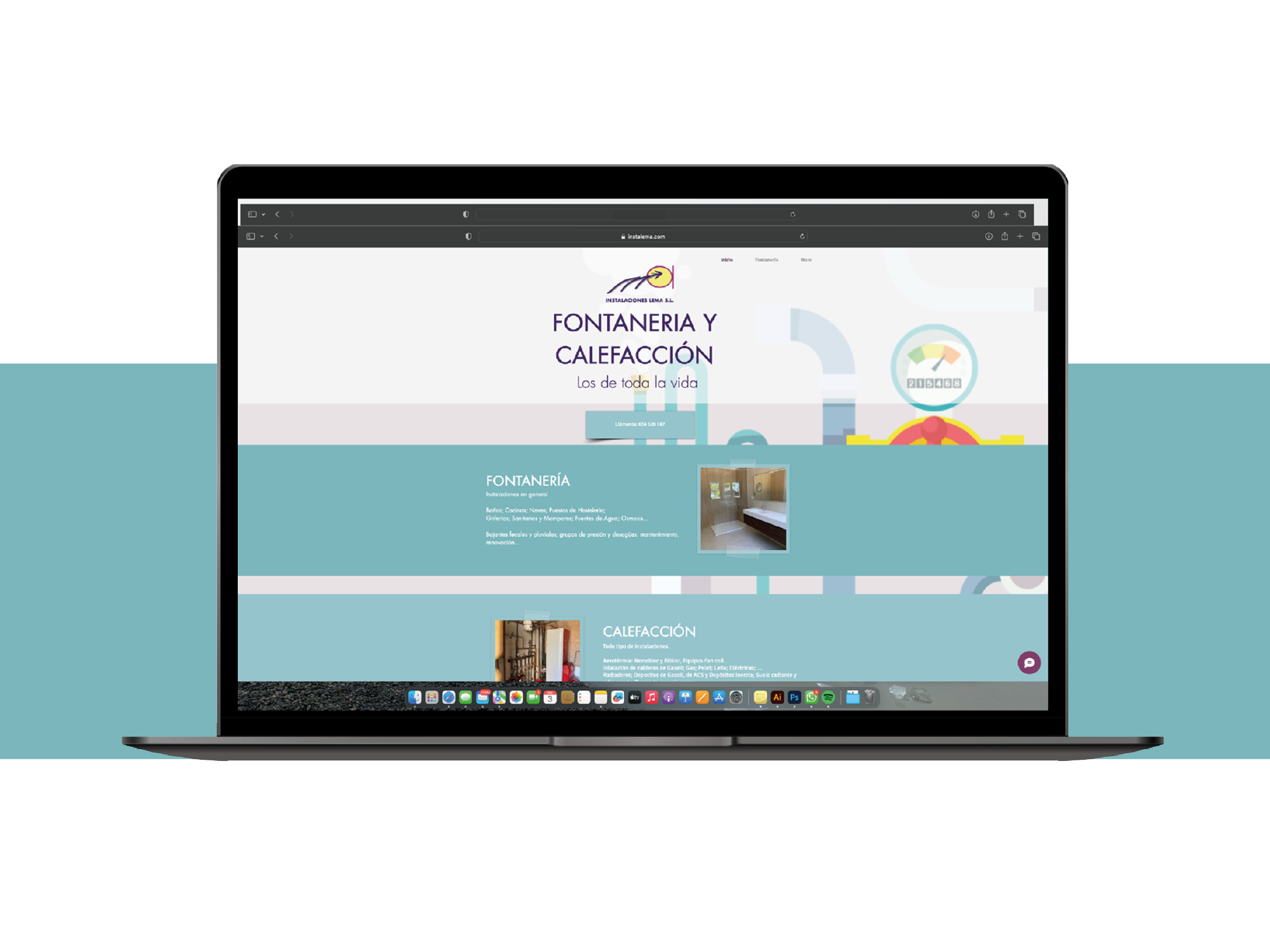 Diseño de página web para Instalaciones Lema. Empresa de fontanería, calefacción y climatización. 