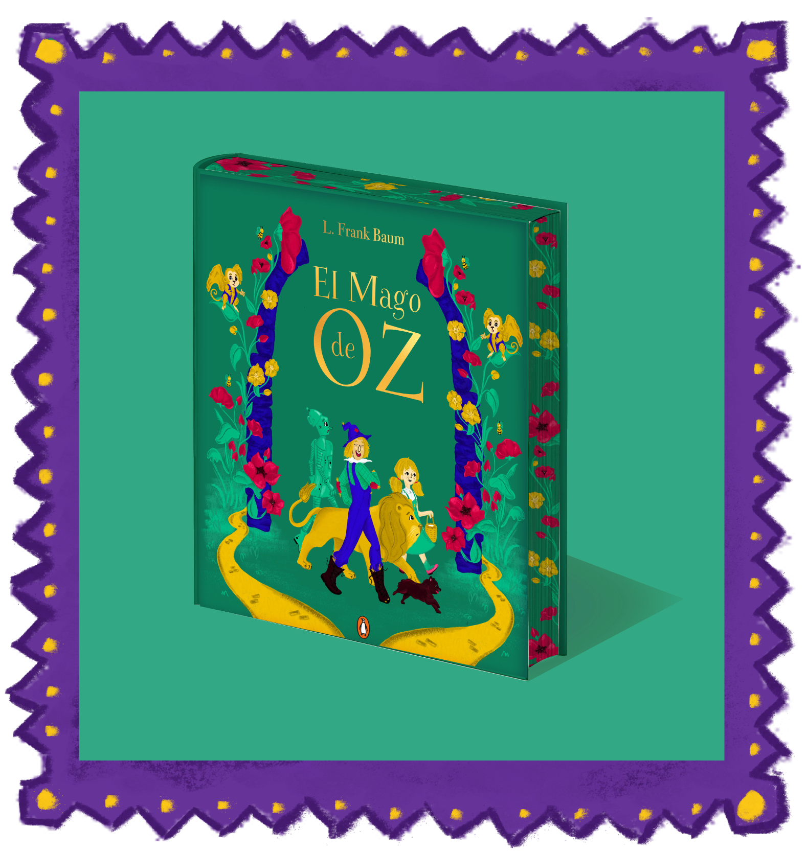 Ilustración cubiertas y cantos pintados de El Mago de Oz