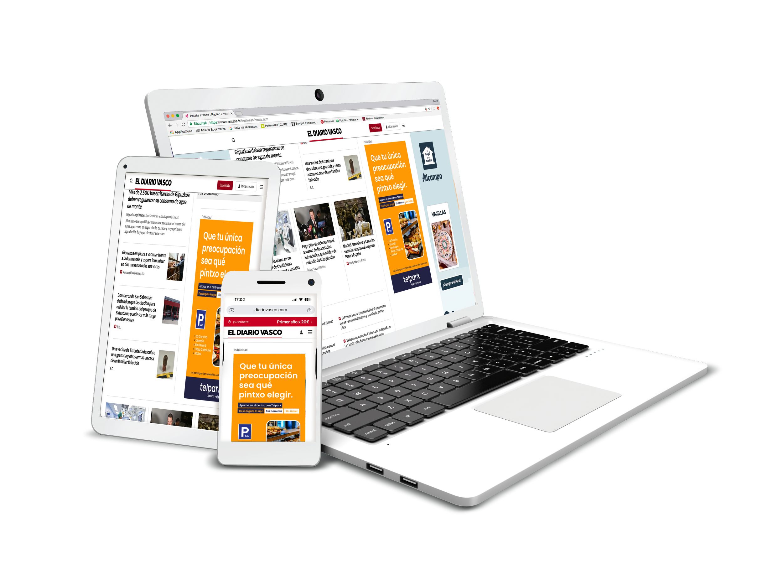 Diario vasco_prensa digital promocional para aplicación telpark en la ciudad de San Sebastián