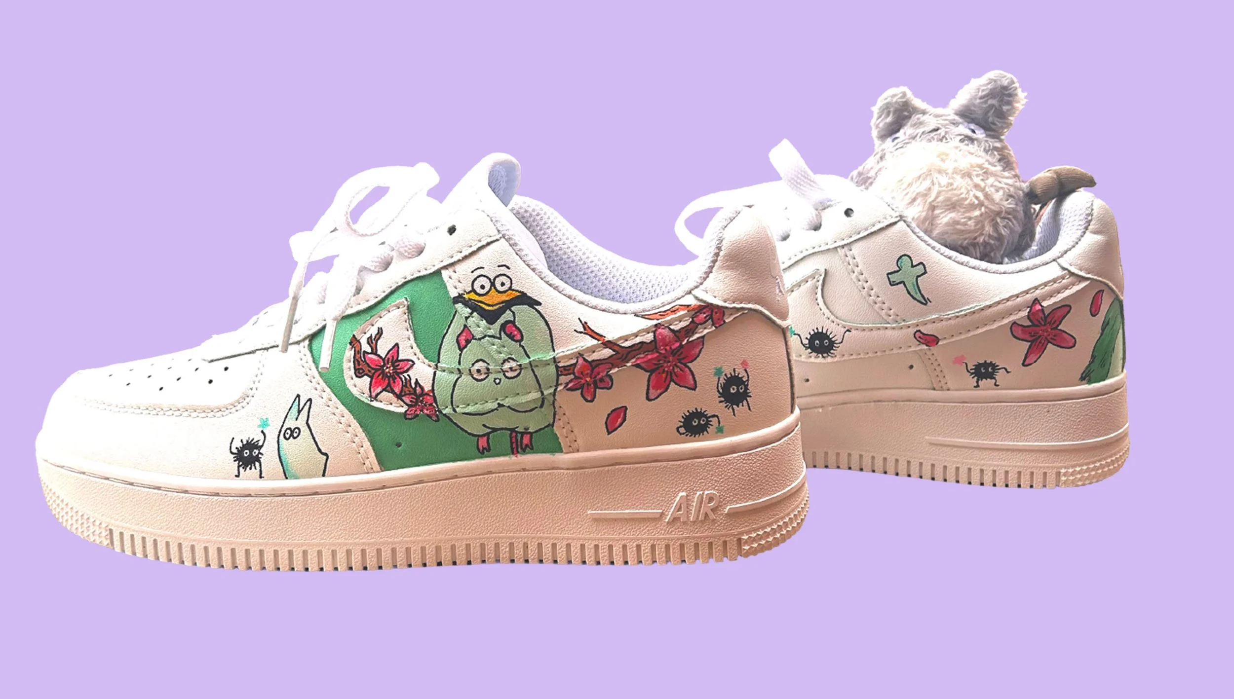 Zapatillas de piel personalizadas, pintadas a mano inspiradas en El Viaje de Chihiro