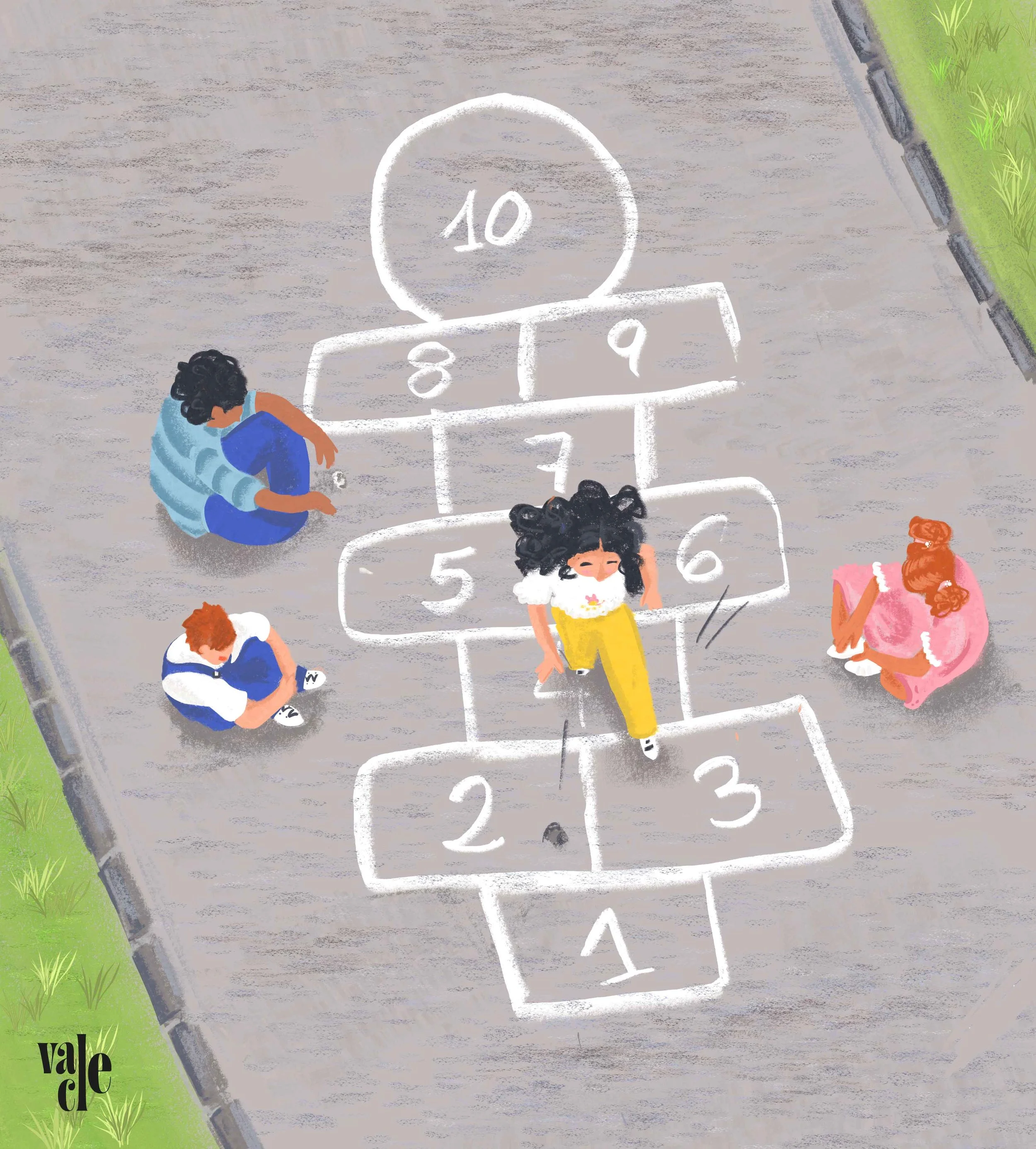 ilustración inspirada en el juego de la Rayuela