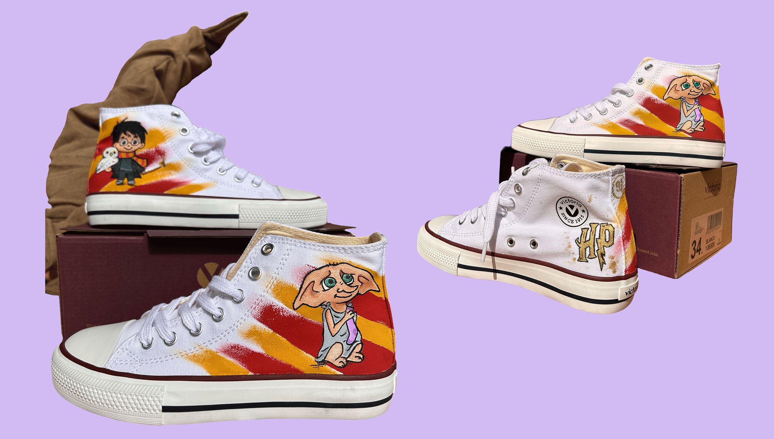 Zapatillas personalizadas, pintadas a mano inspiradas en Harry Potter