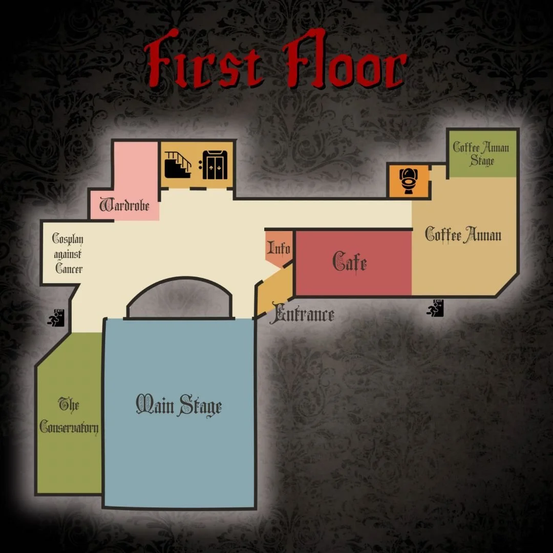 Need help finding your way in the dark? 

Take a look at our map below to find out where the different rooms and floors.

Having trouble navigating during the weekend? Flag down any of our crewmembers in their red T-Shirts and they&rsquo;ll be happy 