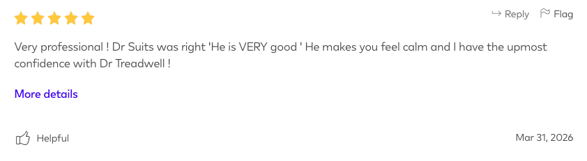 Best Urology Review, Port St. Lucie, Florida, Very professional ! Dr Suits was right 'He is VERY good ' He makes you feel calm and I have the upmost confidence with Dr Tradewell!