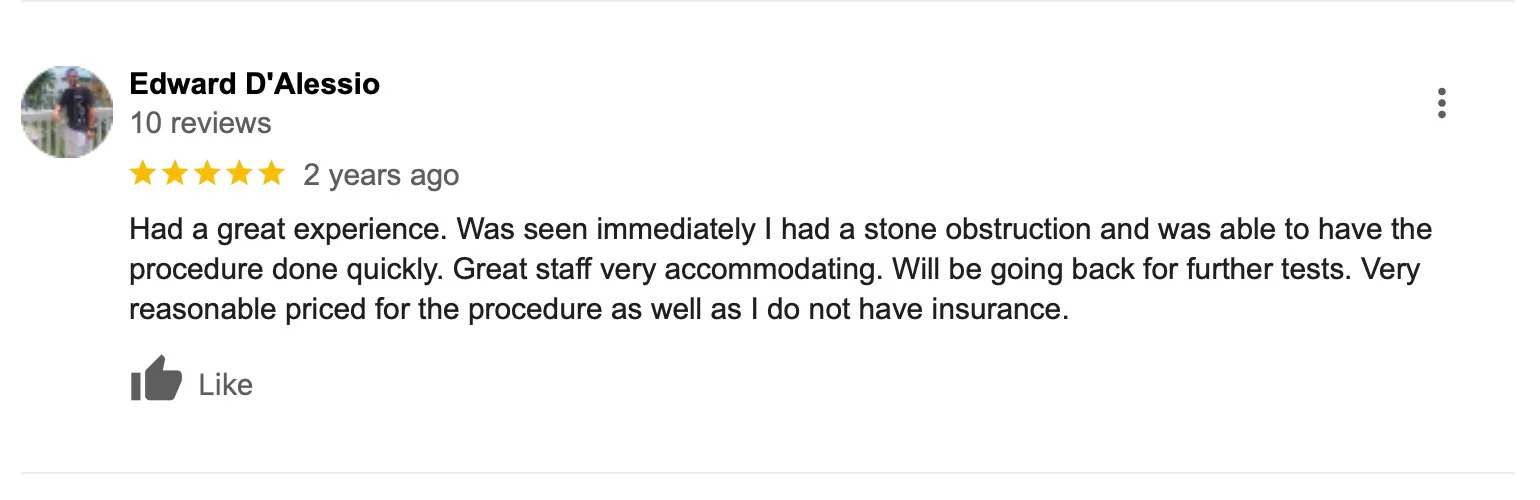 Best Urology Review, Port St. Lucie, Florida, Had a great experience. Was seen immediately I had a stone obstruction and was able to have the procedure done quickly. Great staff very accommodating.