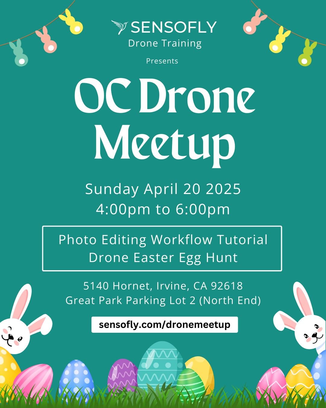 🐣🚁 Easter OC Drone Meetup! 🚁🐣
ㅤ
Hop on over for an egg-citing Drone Meetup this Easter Sunday, April 20 from 4&ndash;6 PM at Irvine Great Park! 🐰✨
ㅤ
📍 5140 Hornet, Irvine, CA 92618
📍 Great Park Parking Lot 2 (North End)
ㅤ
🔹 Photo Editing Work