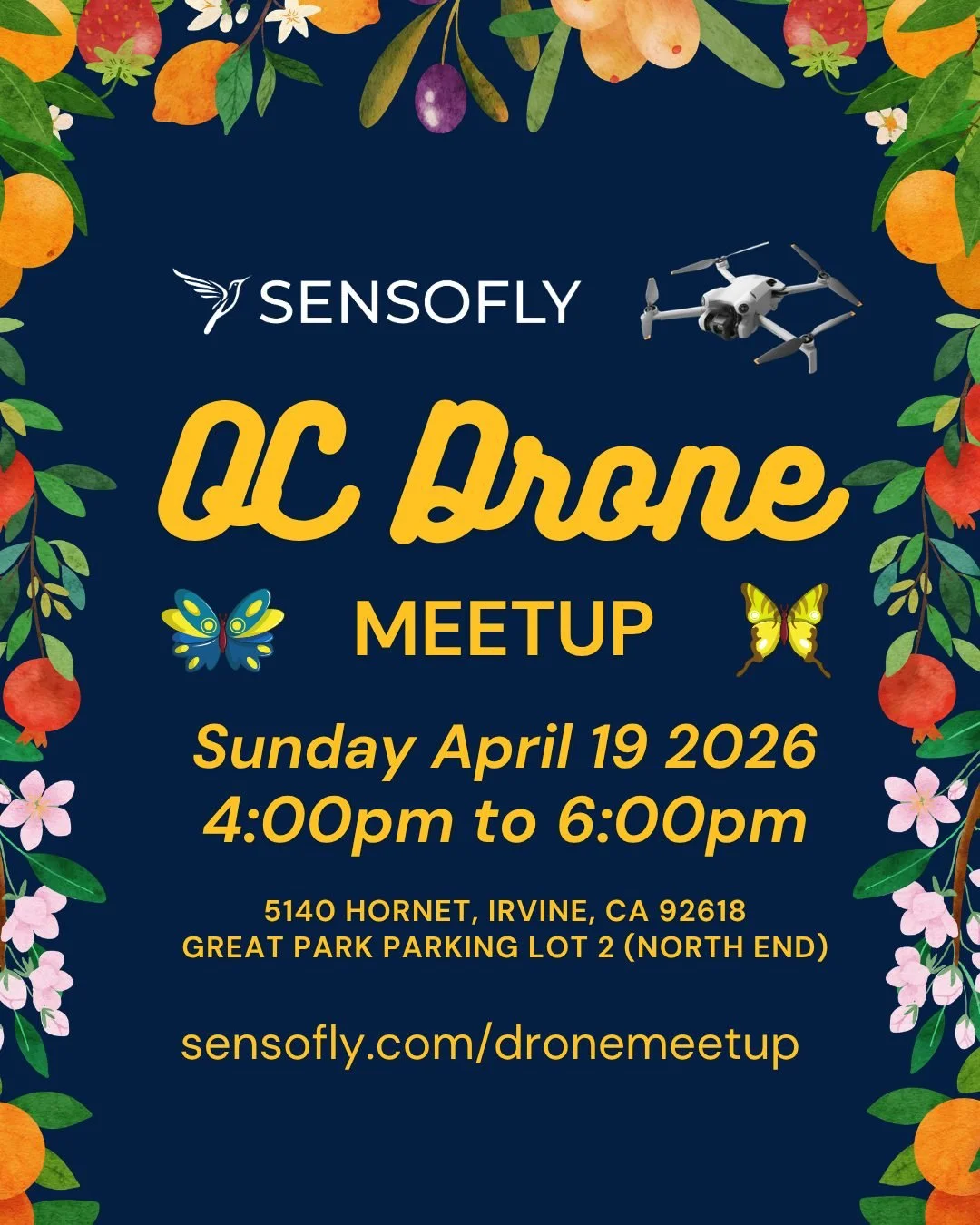 OC Drone Meetup 🚁
Join us for an evening of flying, connecting, and building the drone community in Irvine. Whether you&rsquo;re a beginner or an experienced pilot, everyone&rsquo;s welcome to come out, share knowledge, and get some flight time in. 