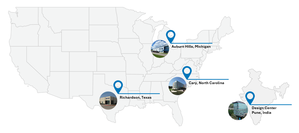 Connected Development leverages a global presence with three US-based locations and one international design center.