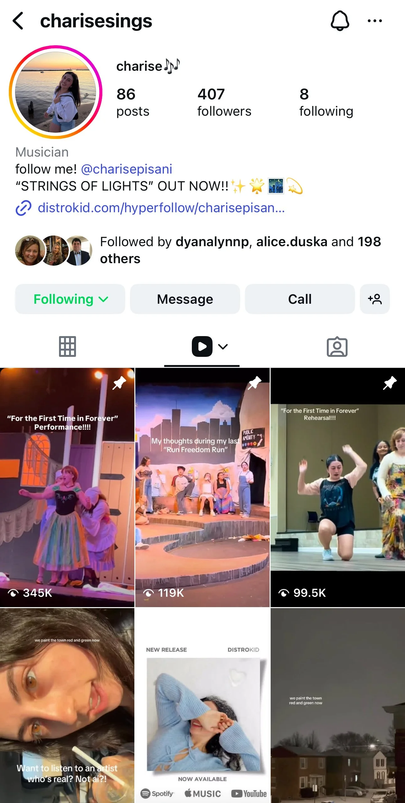 Charise Pisani singing songs original music Strings of Lights