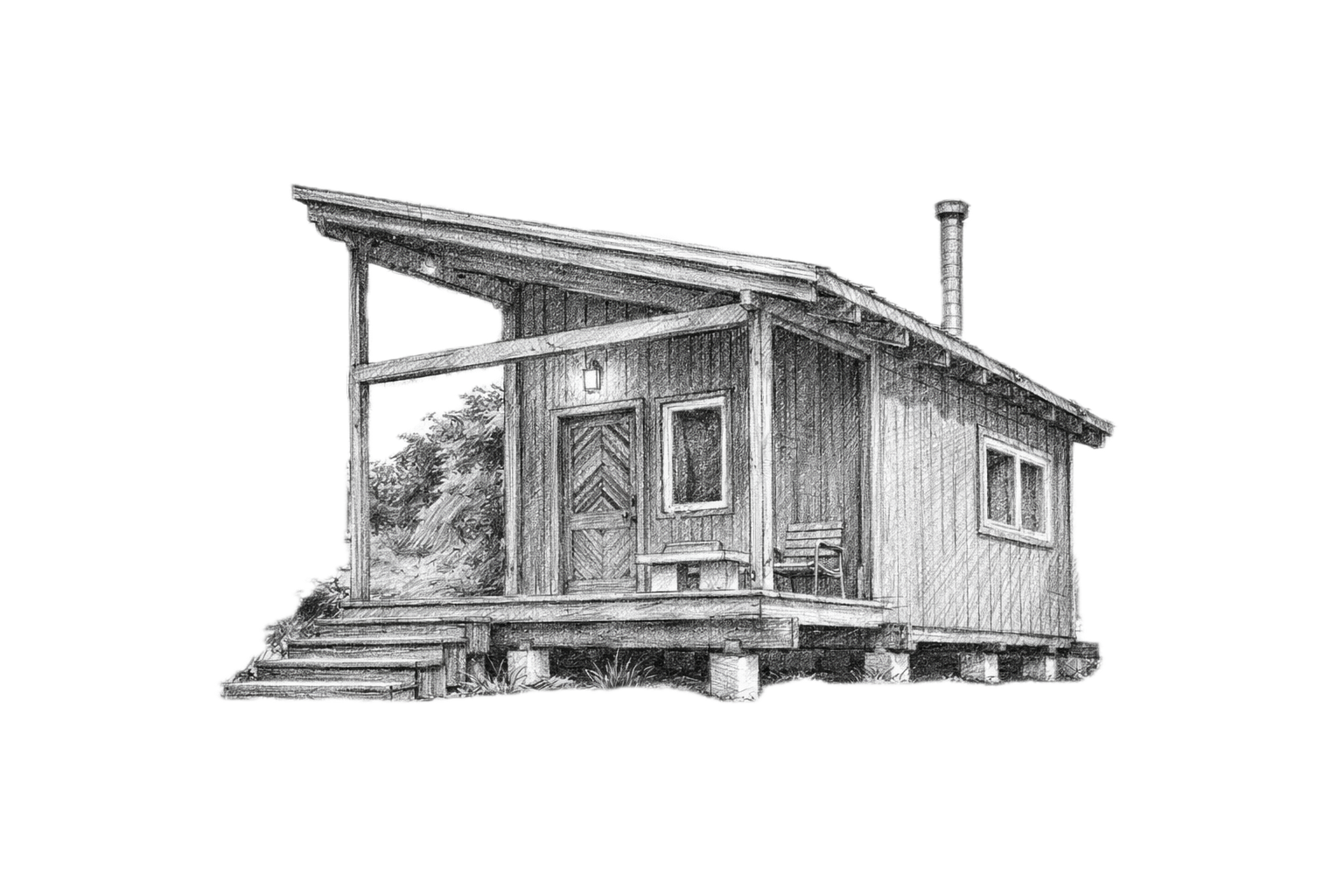 croquis de mini maison en ossature bois