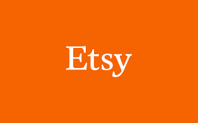 Etsy-Logo auf orangefarbenem Hintergrund