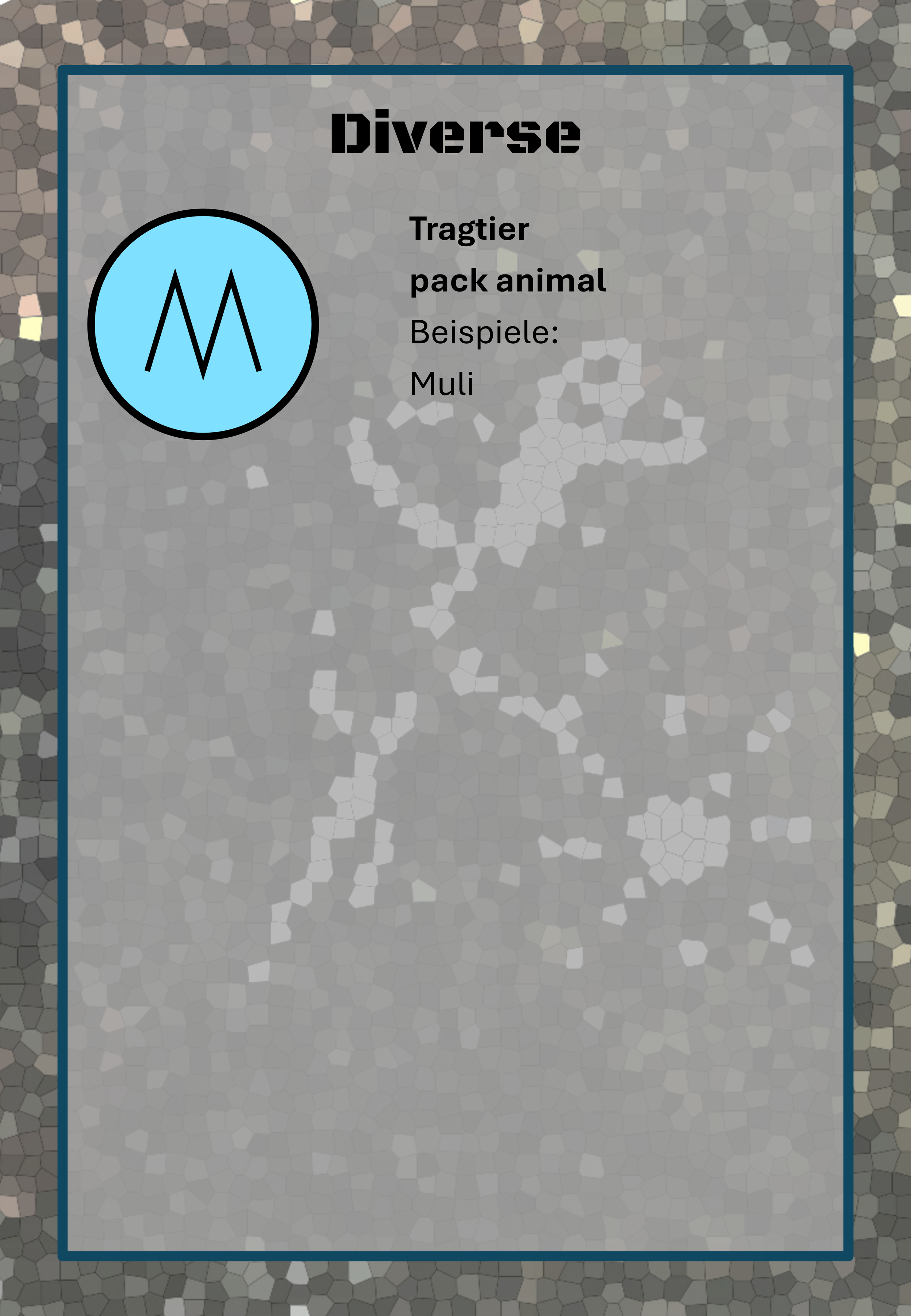 Ein Poster über tierische Tragtiere mit einem blauen Symbol und Text in deutscher Sprache.