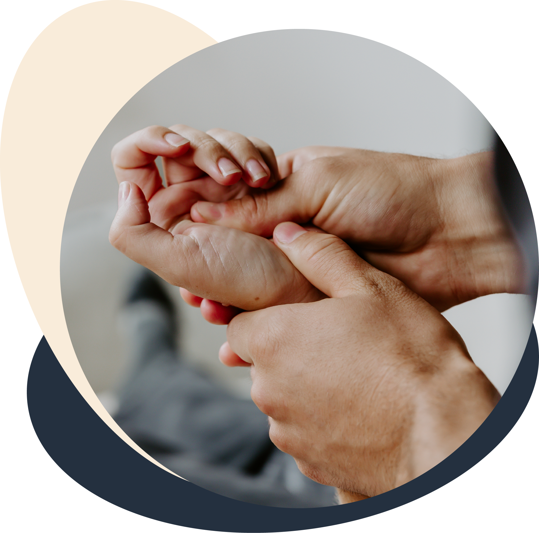 A Relaxing Hand massage being performed by a Registered Massage Therapist in Collingwood Ontario