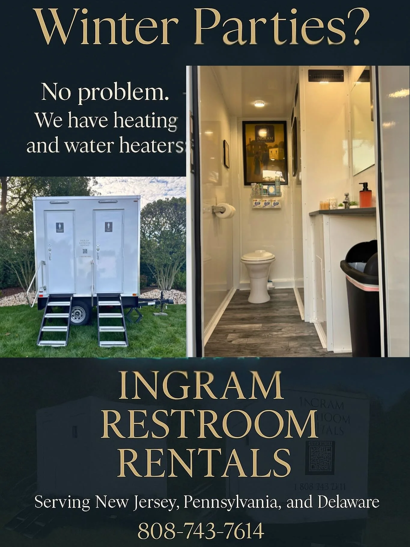 ✨ Fall & Winter Events? No problem.
Our luxury restroom trailers come equipped with heating and hot water so your guests stay cozy, no matter the temperature.
Perfect for weddings, corporate events, private gatherings, and more.
We deliver comfo