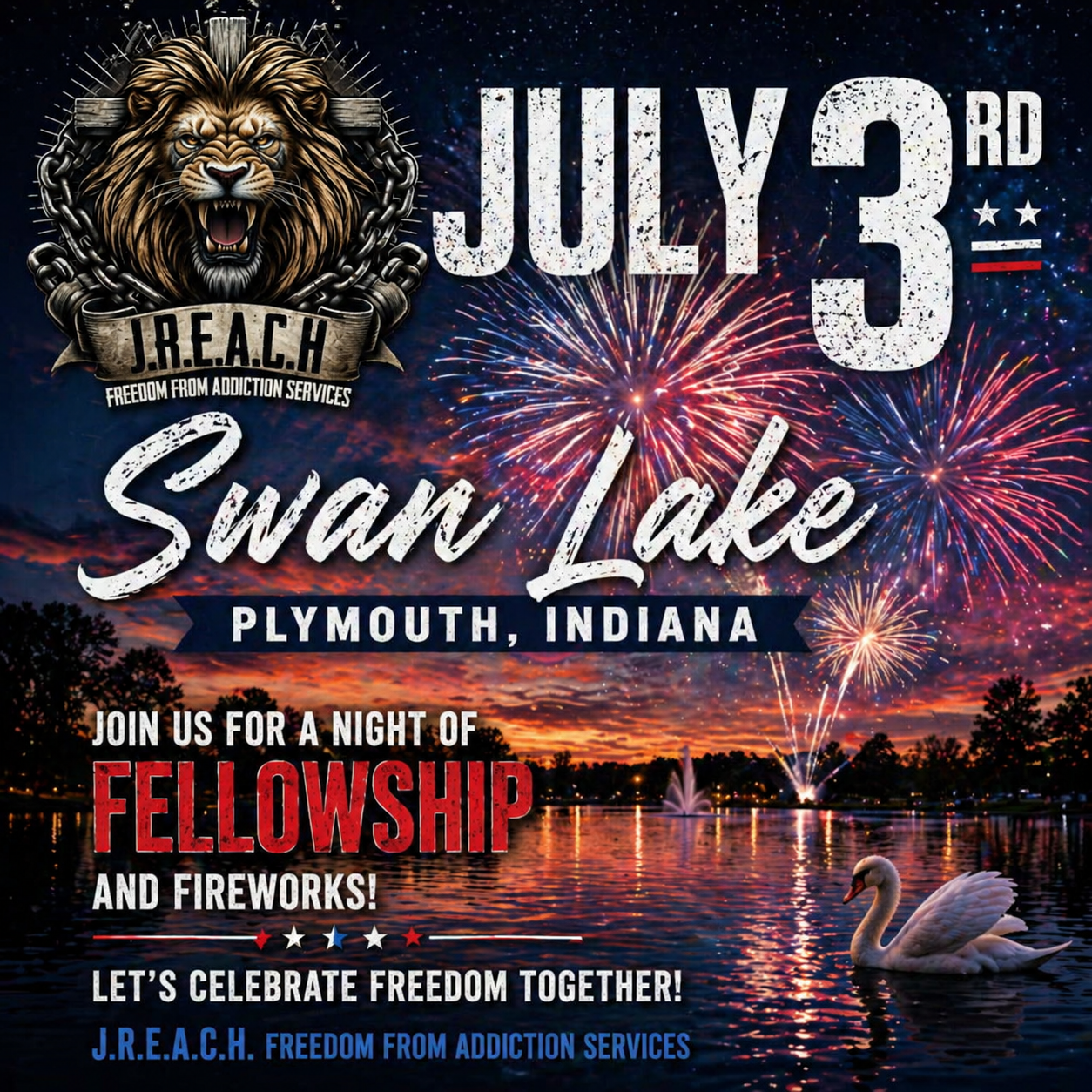 J.R.E.A.C.H. Swan Lake Fireworks Event