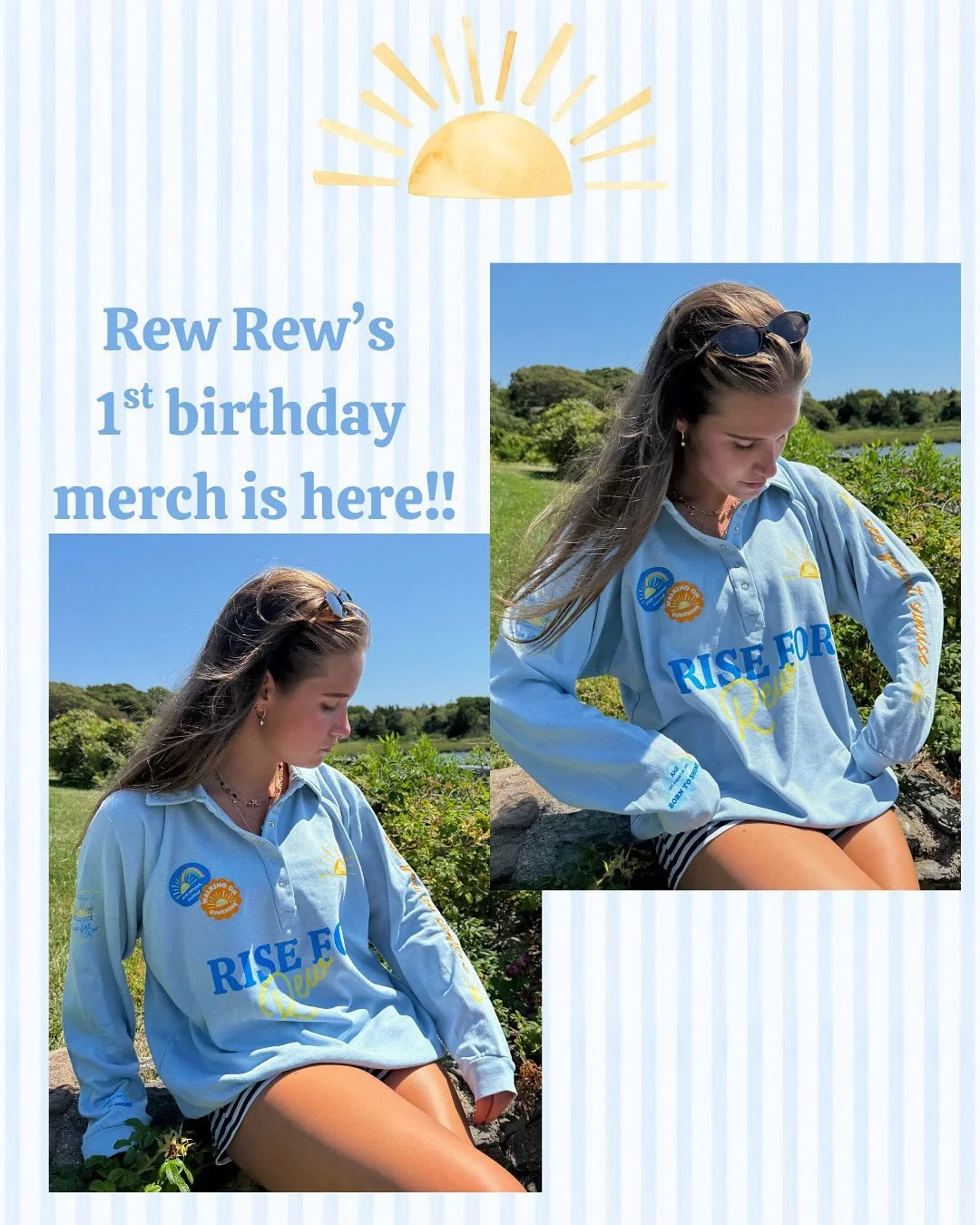 One week from today we celebrate Andrew&rsquo;s 1st birthday! To honor him, we&rsquo;ve created limited edition birthday merch &mdash; a vintage-style sweatshirt and seersucker hat, designed with love by his mama. Available now through the link in bi