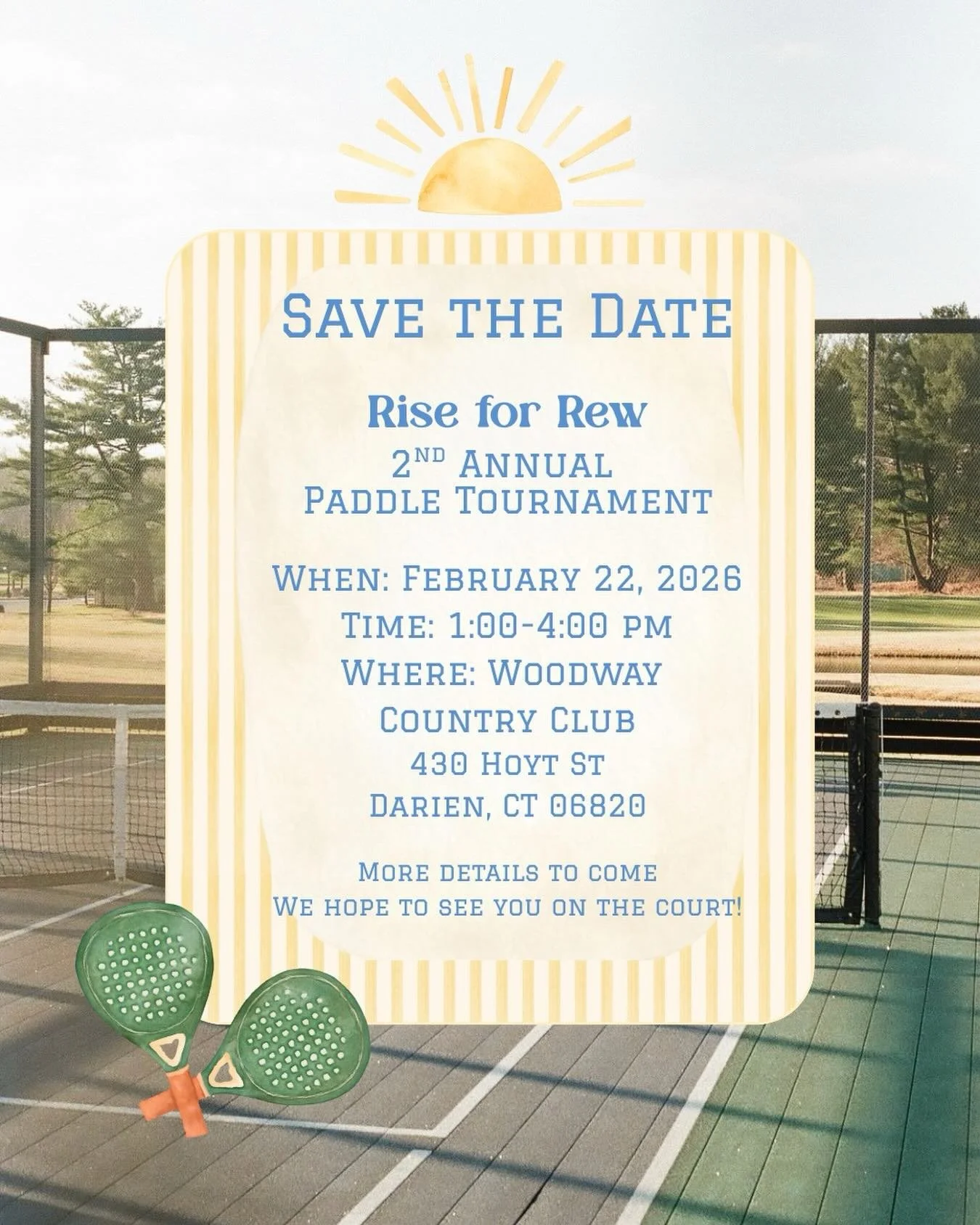 SAVE THE DATE- We&rsquo;re so excited to share that the 2nd Annual Rise for Rew Paddle Tournament is coming!! More details coming soon.