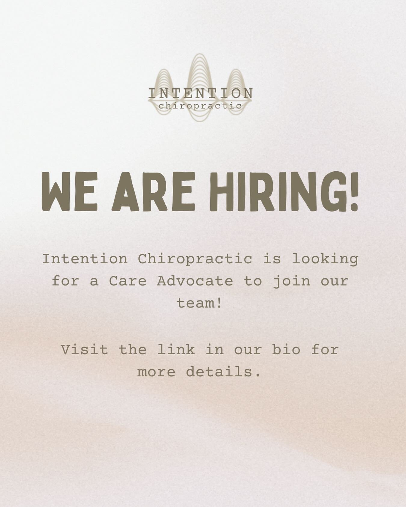 Exciting news! We are looking for a Care Advocate to join our team. Visit the link in our bio to see the job description. 🤩

#pediatricchiropractic #prenatalchiropractic #familywellness #nervoussystemhealth #charlottechiropractor