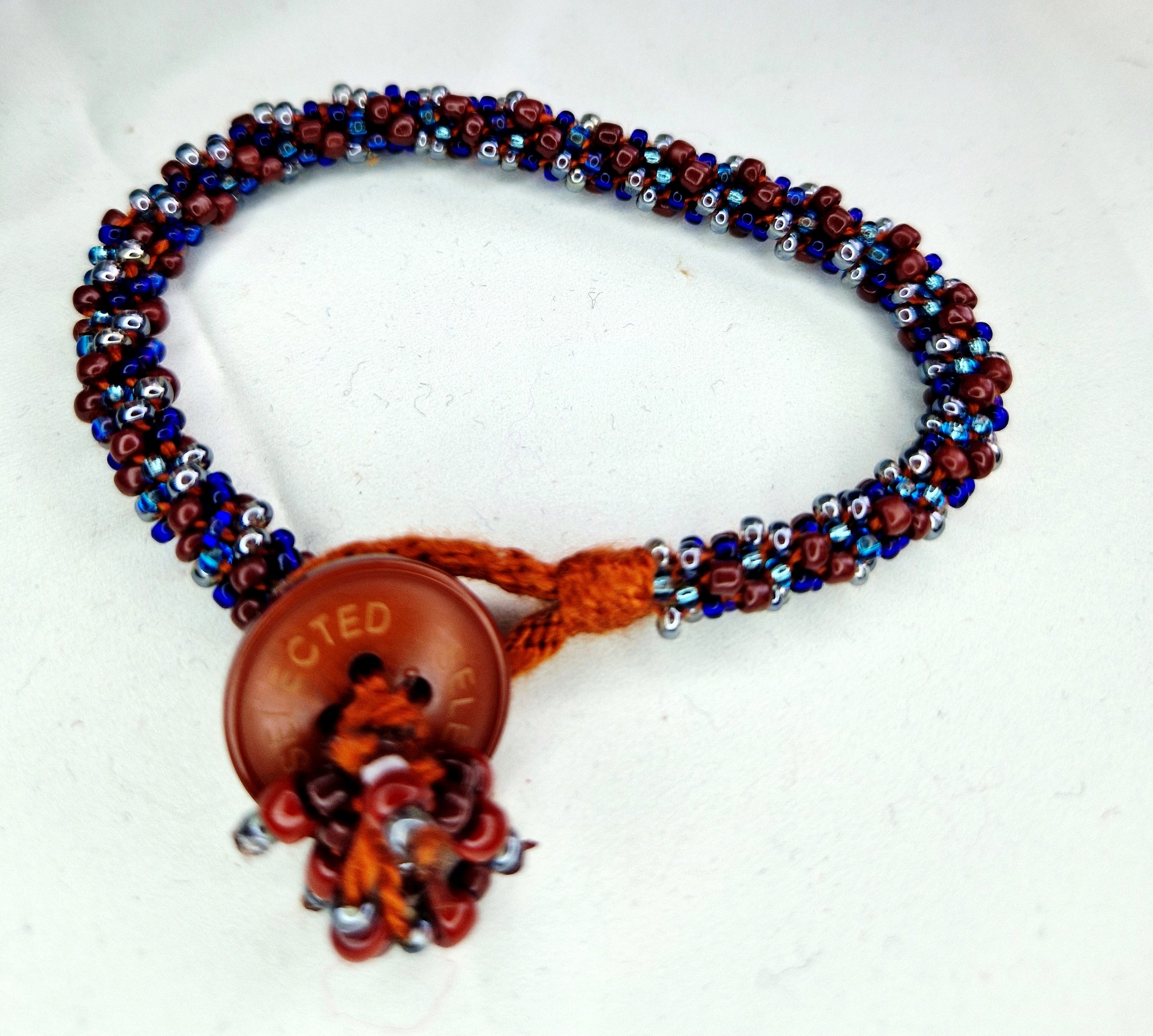 Handcrafted Kumihimo Beaded Bracelet - 22cm