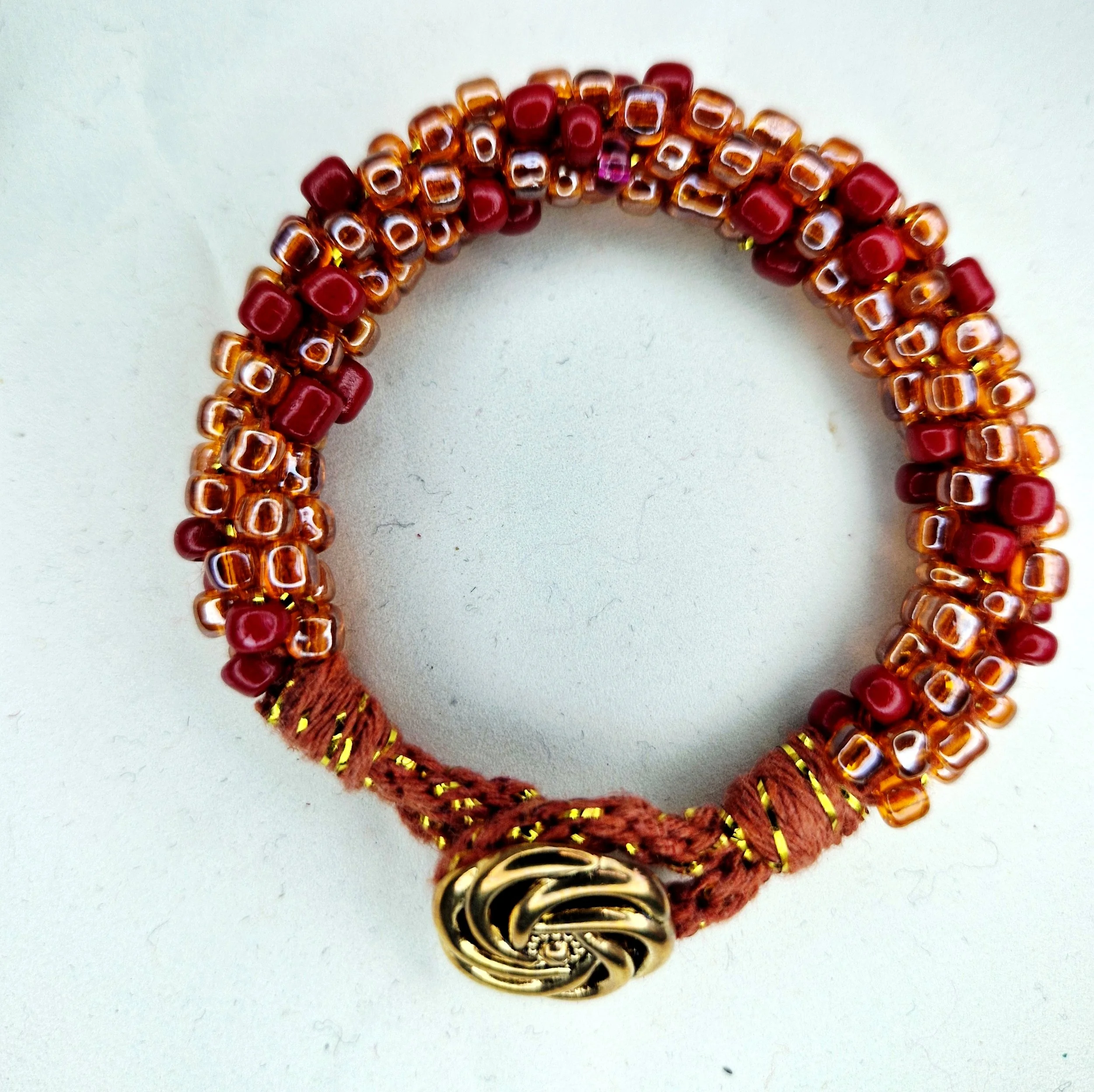 Elegant Kumihimo Beaded Bracelet - 19cm
