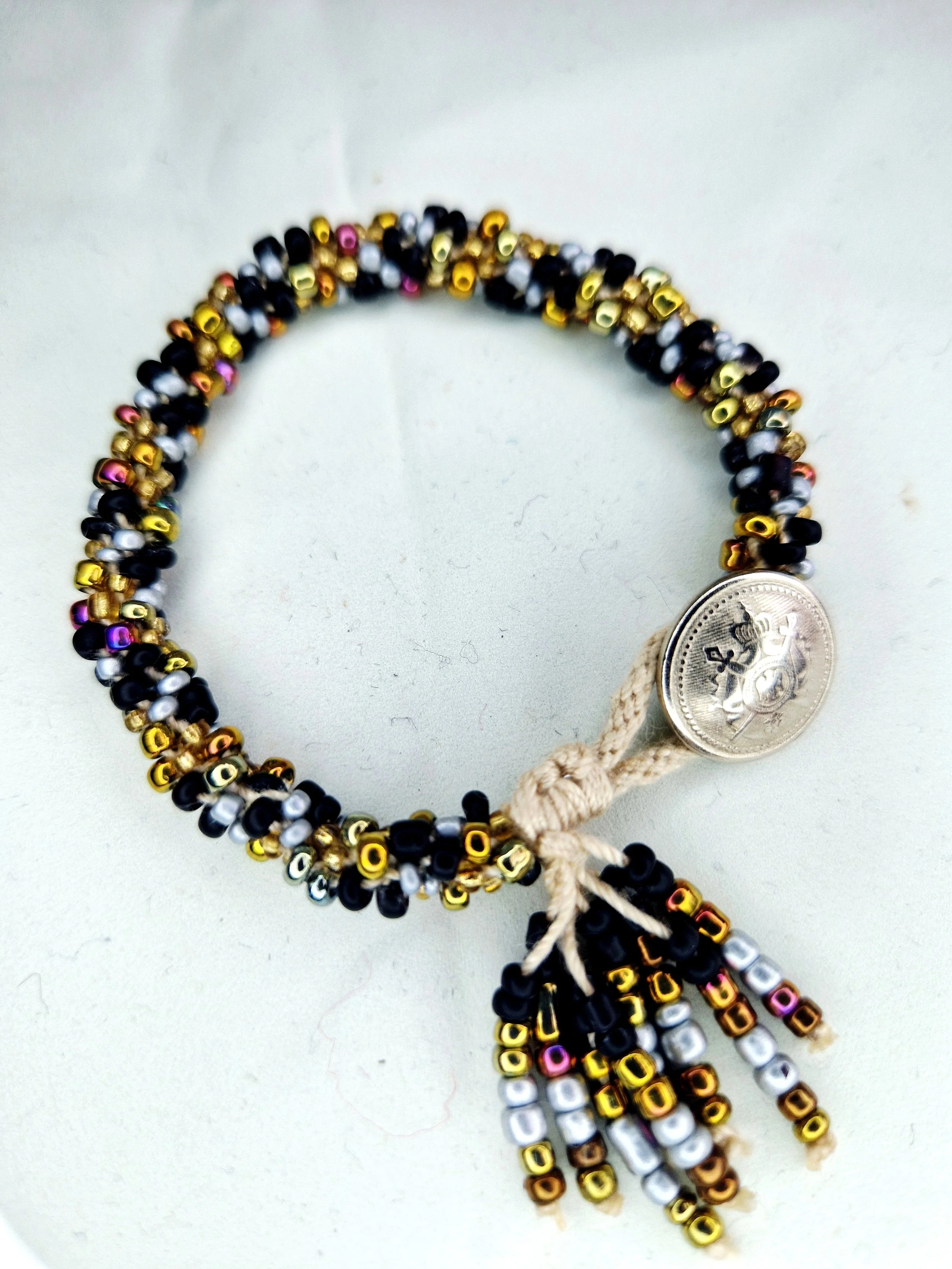 Elegant Kumihimo Beaded Bracelet – 17 cm