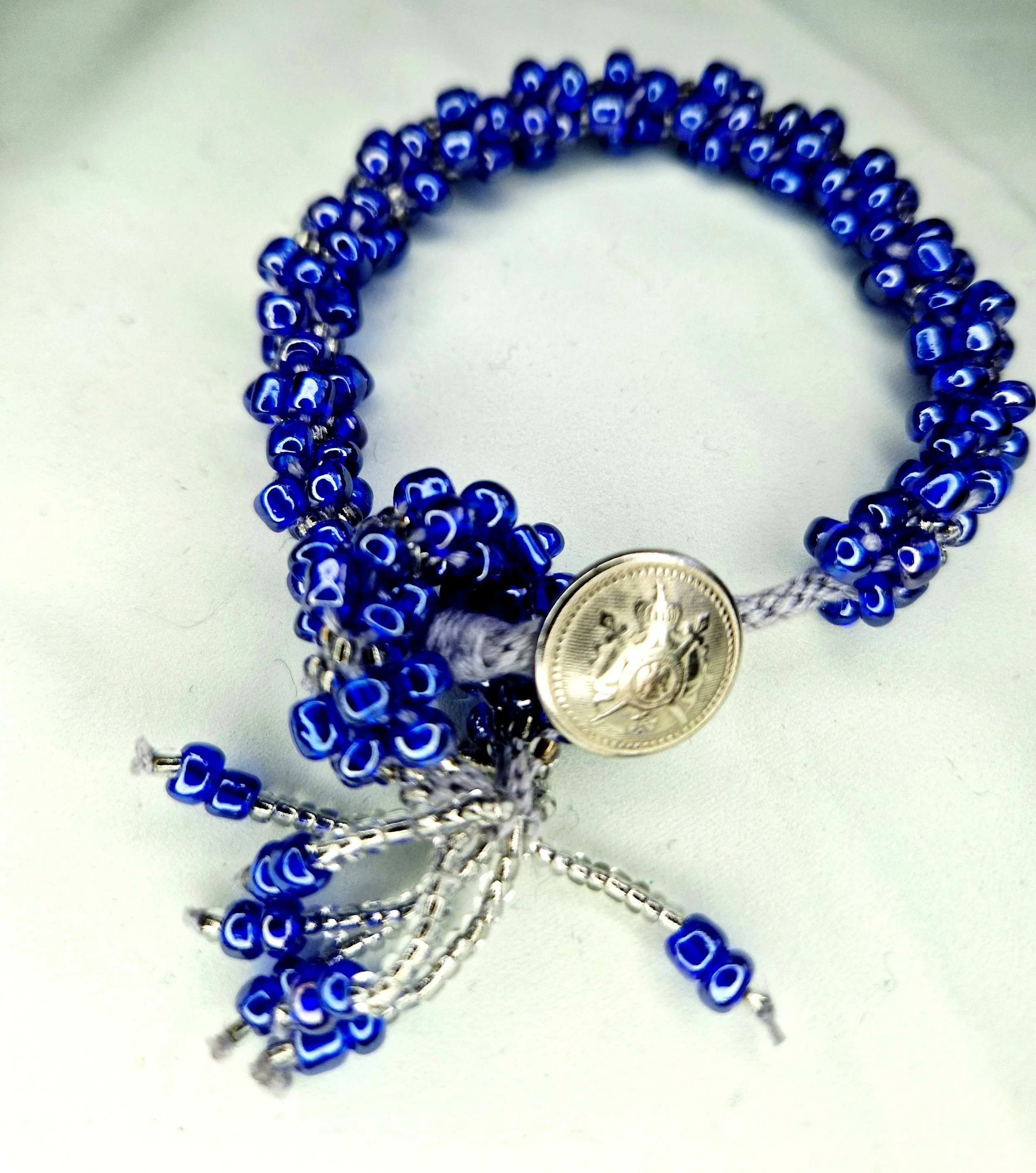 Elegance in Blue: Kumihimo Beaded Bracelet