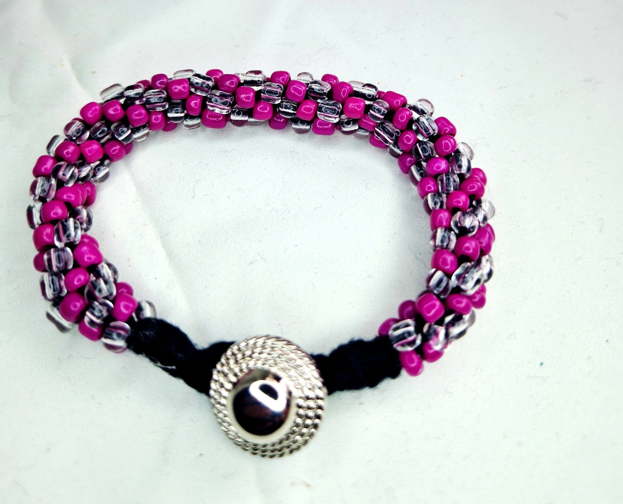 Elegant Kumihimo Braided Bracelet - Pink & Silver