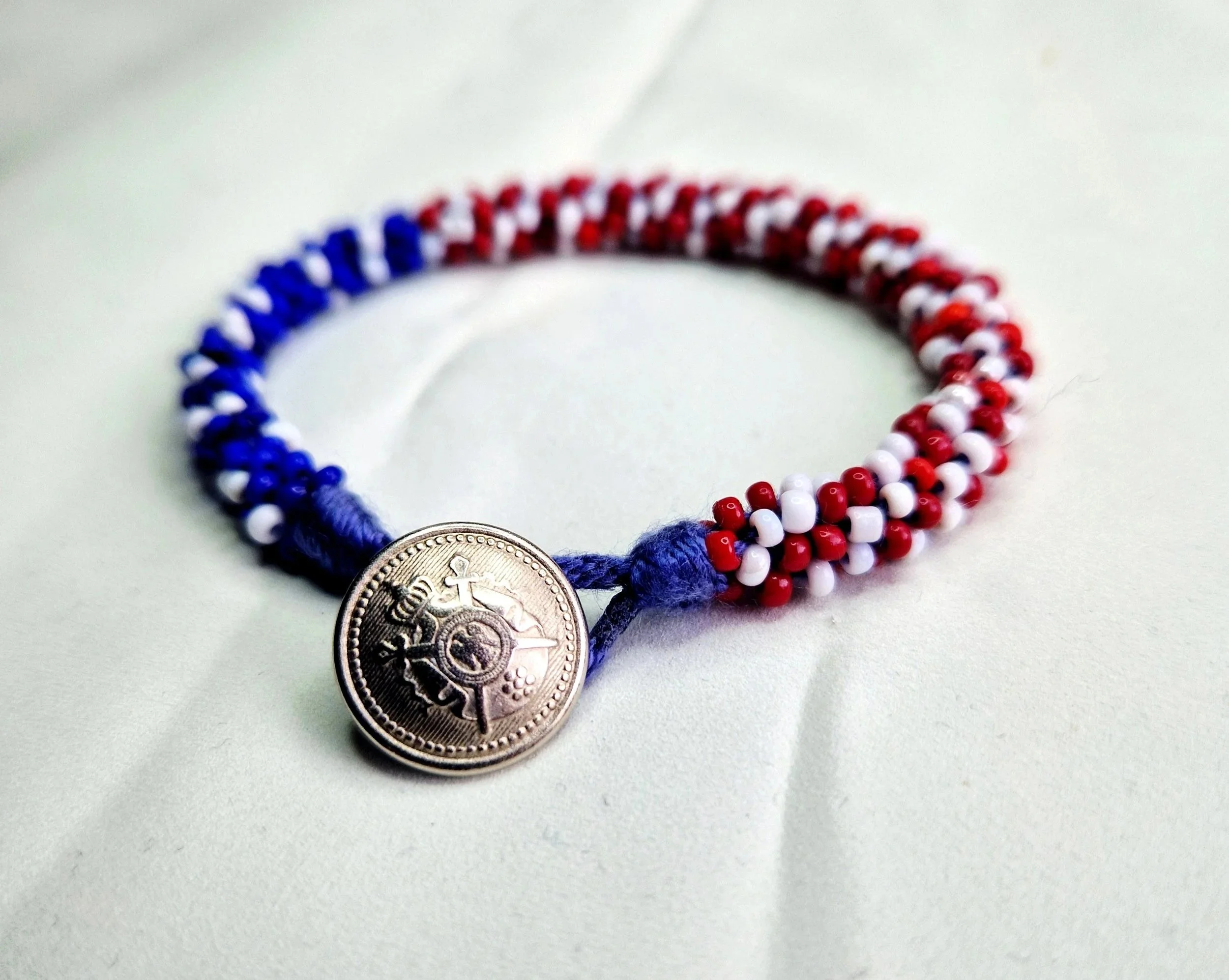 Handmade Kumihimo Patriotic Bracelet