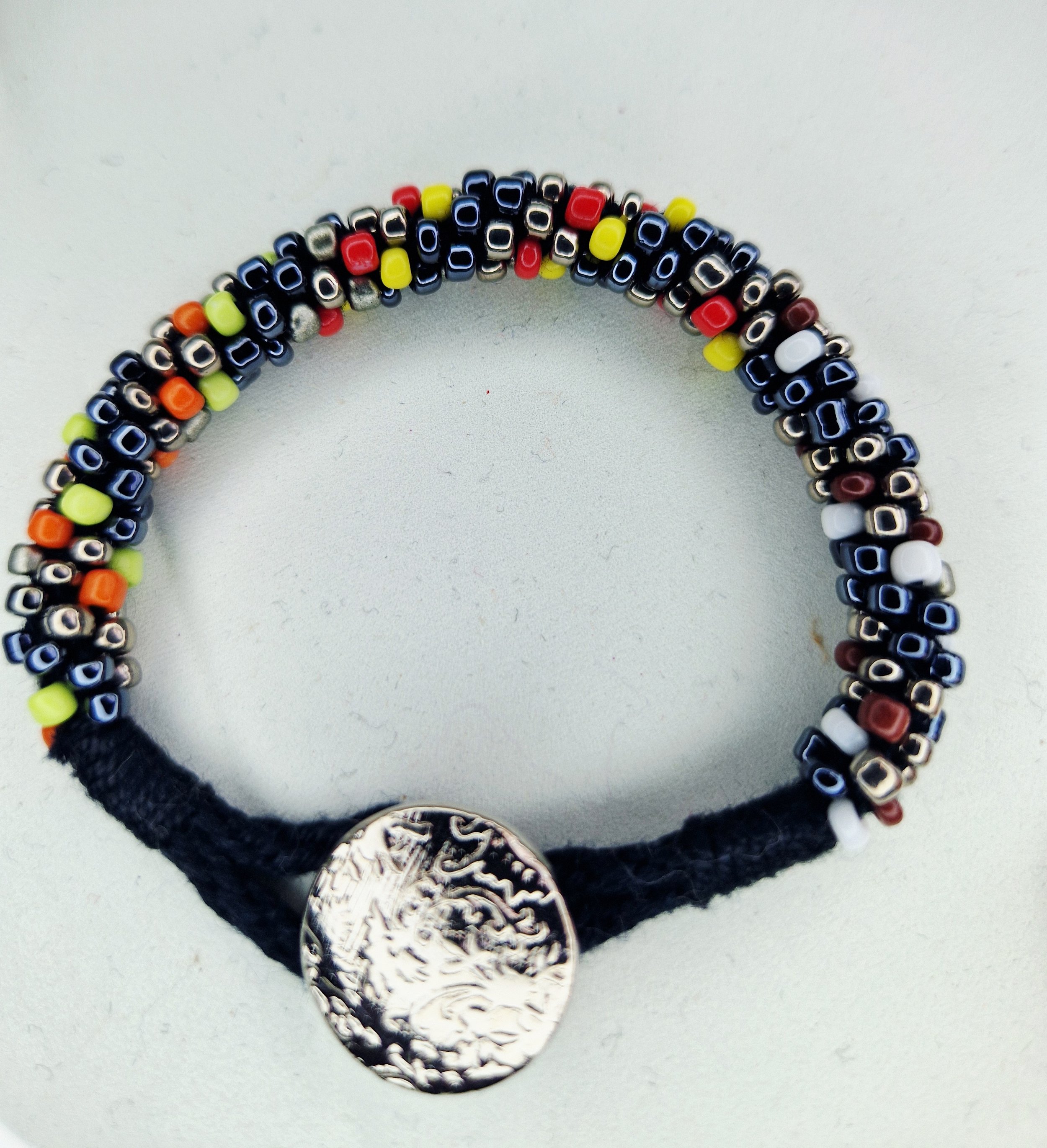 Vibrant Kumihimo Beaded Bracelet - 19cm