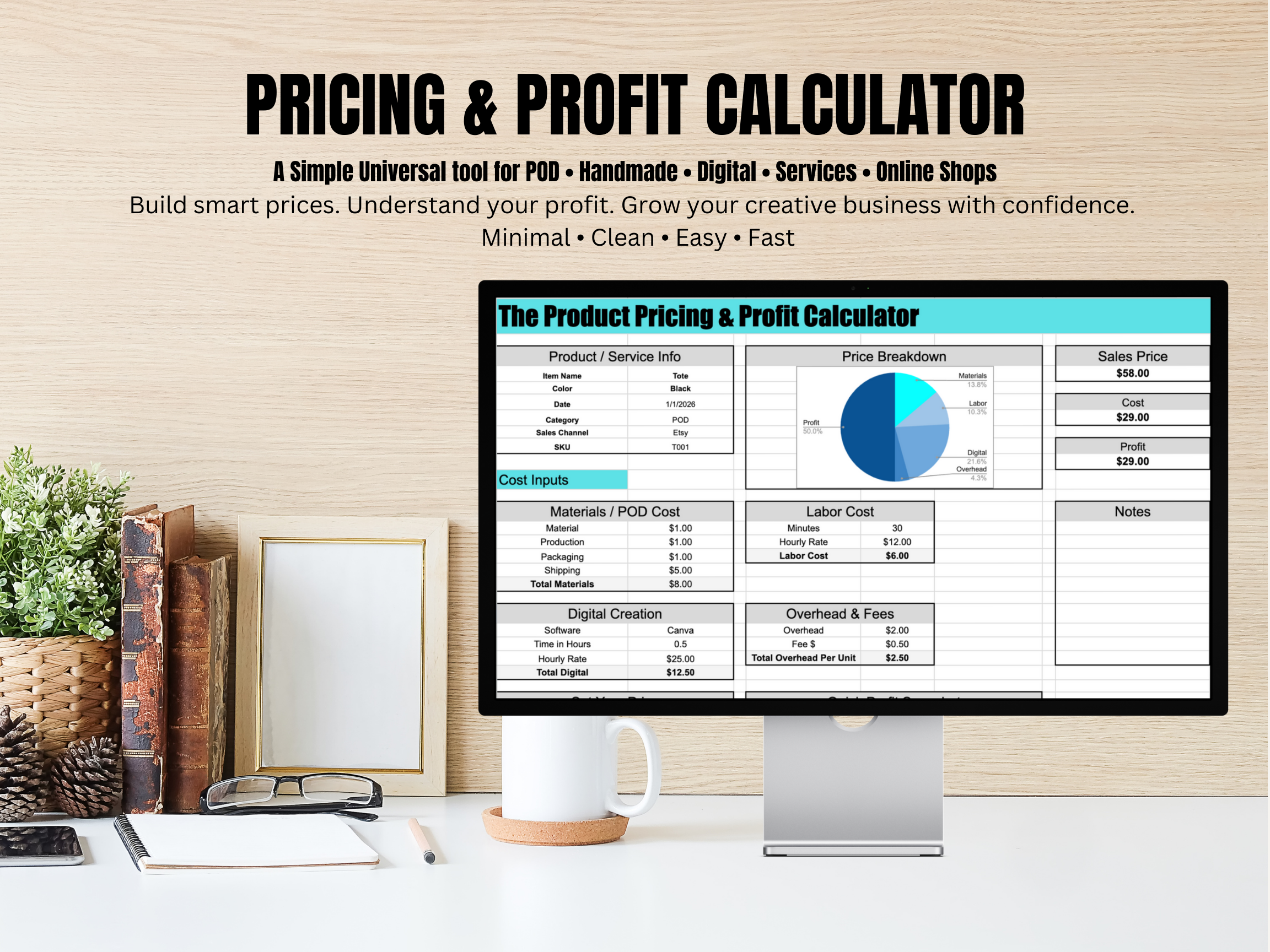 Pricing & Profit Worksheet - A simple pricing calculator for creative businesses