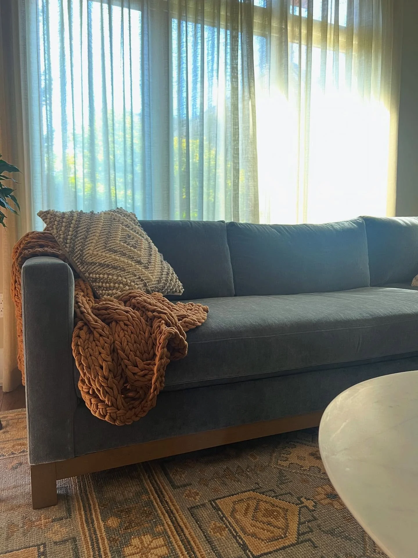 Close up details of our latest project. A serene, layered and textured living room.