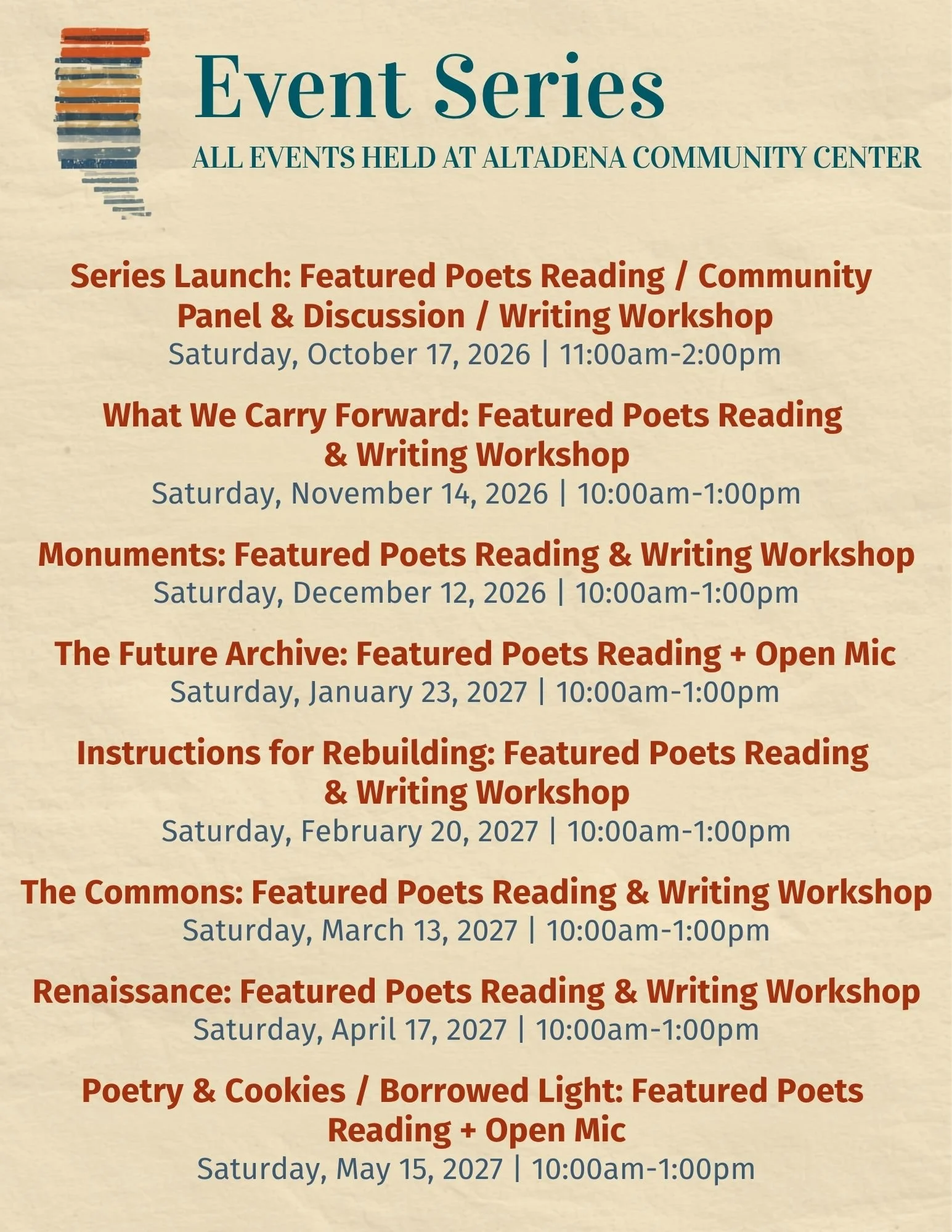 Altadena Poets Laureate 2026-2027 Event Series