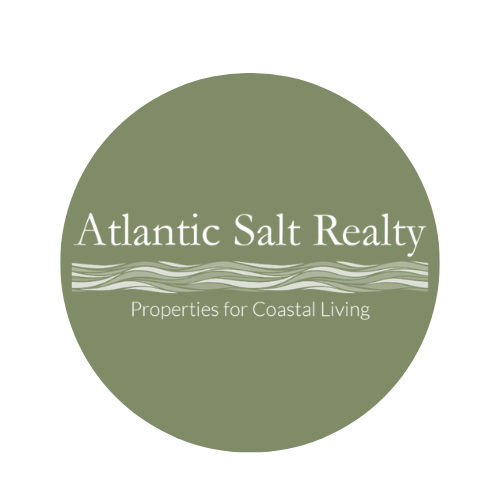 Logo for Atlantic Salt Realty with green background, white text, and wavy line design, promoting coastal properties.