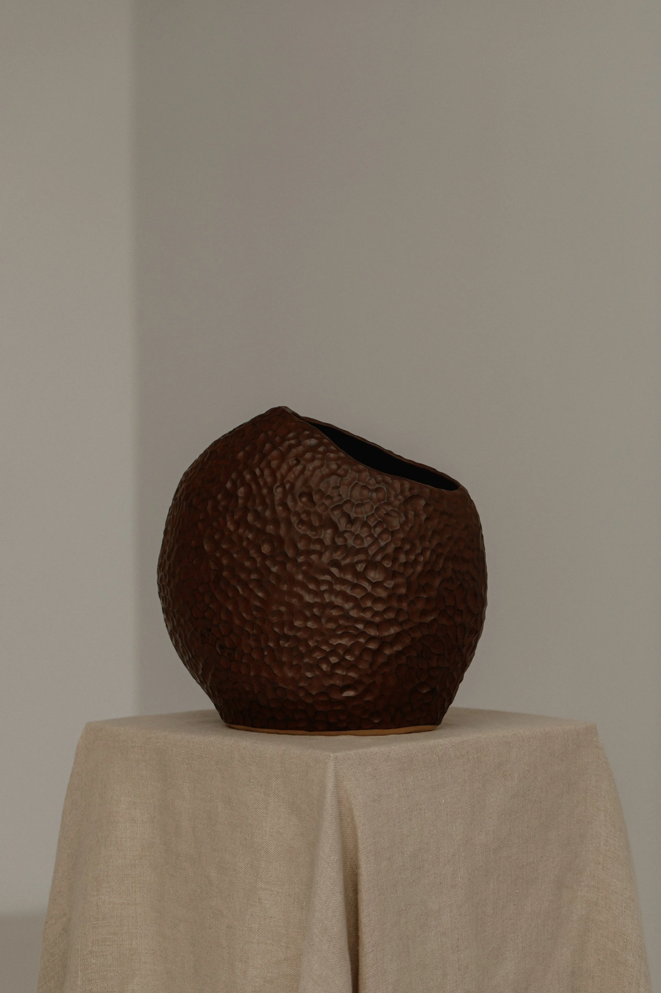 Textured Brown Orb Vase
