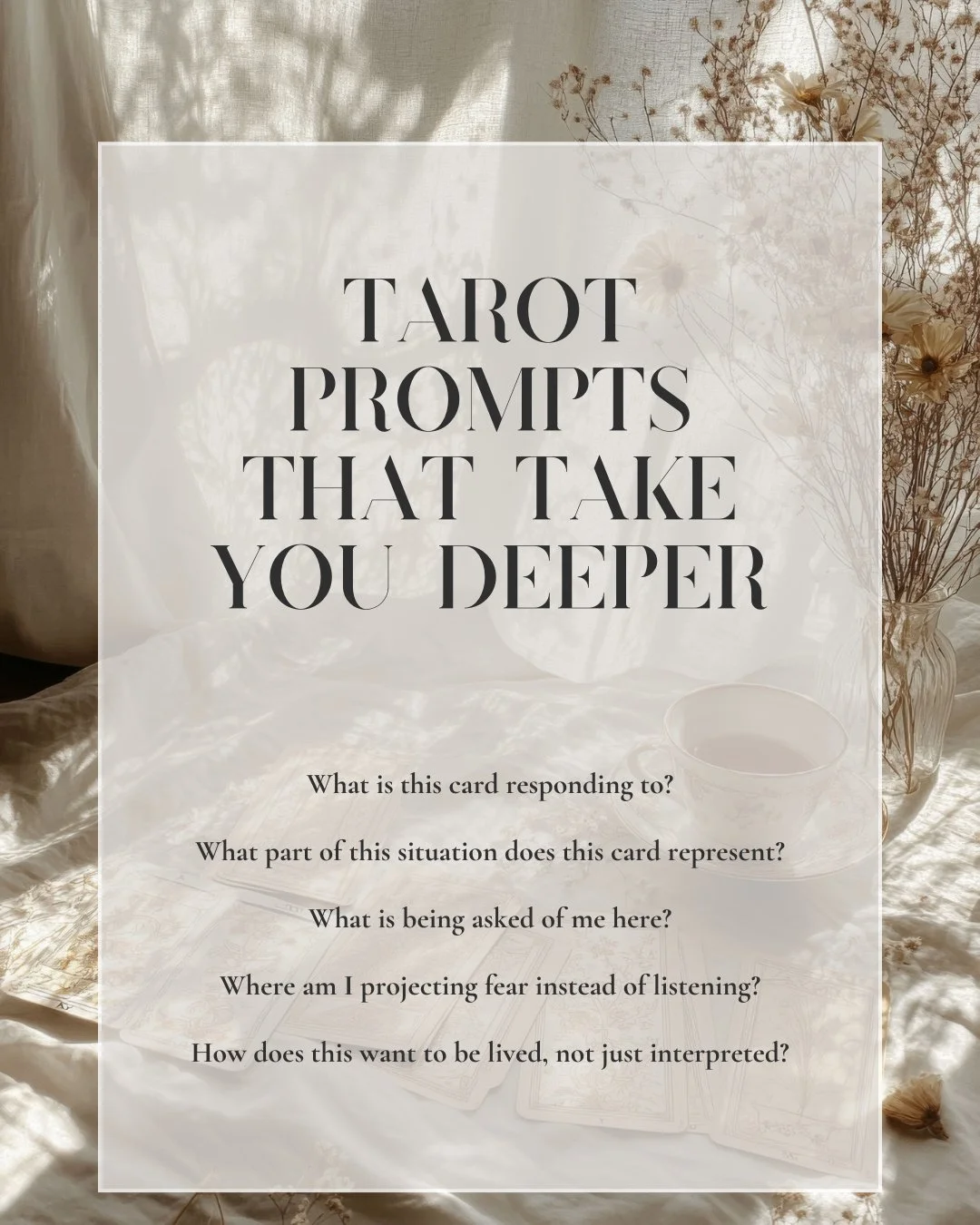 Most people think tarot gets deeper by pulling more cards.
It doesn't.

Depth comes from how you engage with what's already on the table.

These are the prompts I use when I want clarity without overwhelm, when I want to understand a situation instea