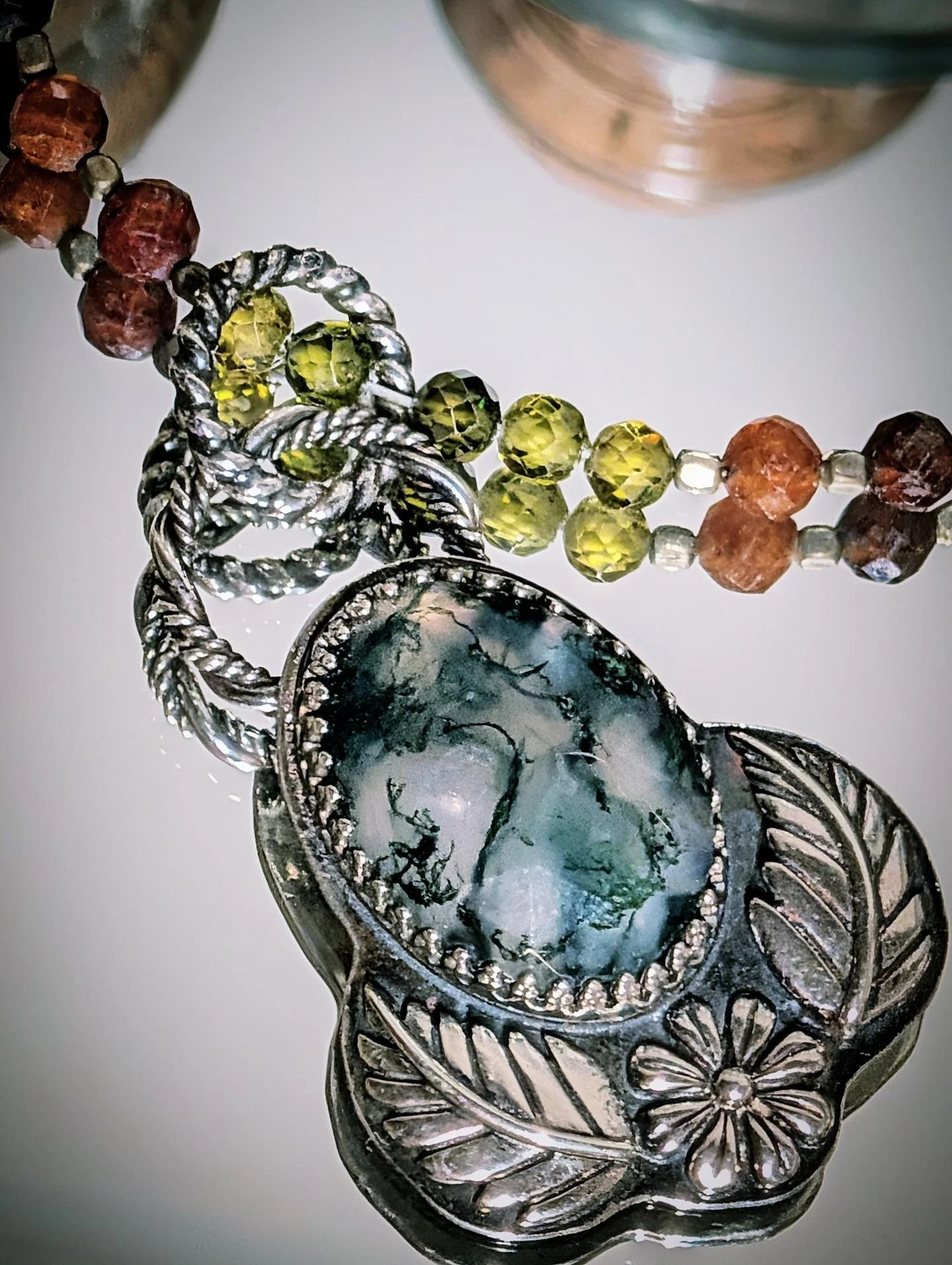 Celestial Elegance Moss Agate Necklace