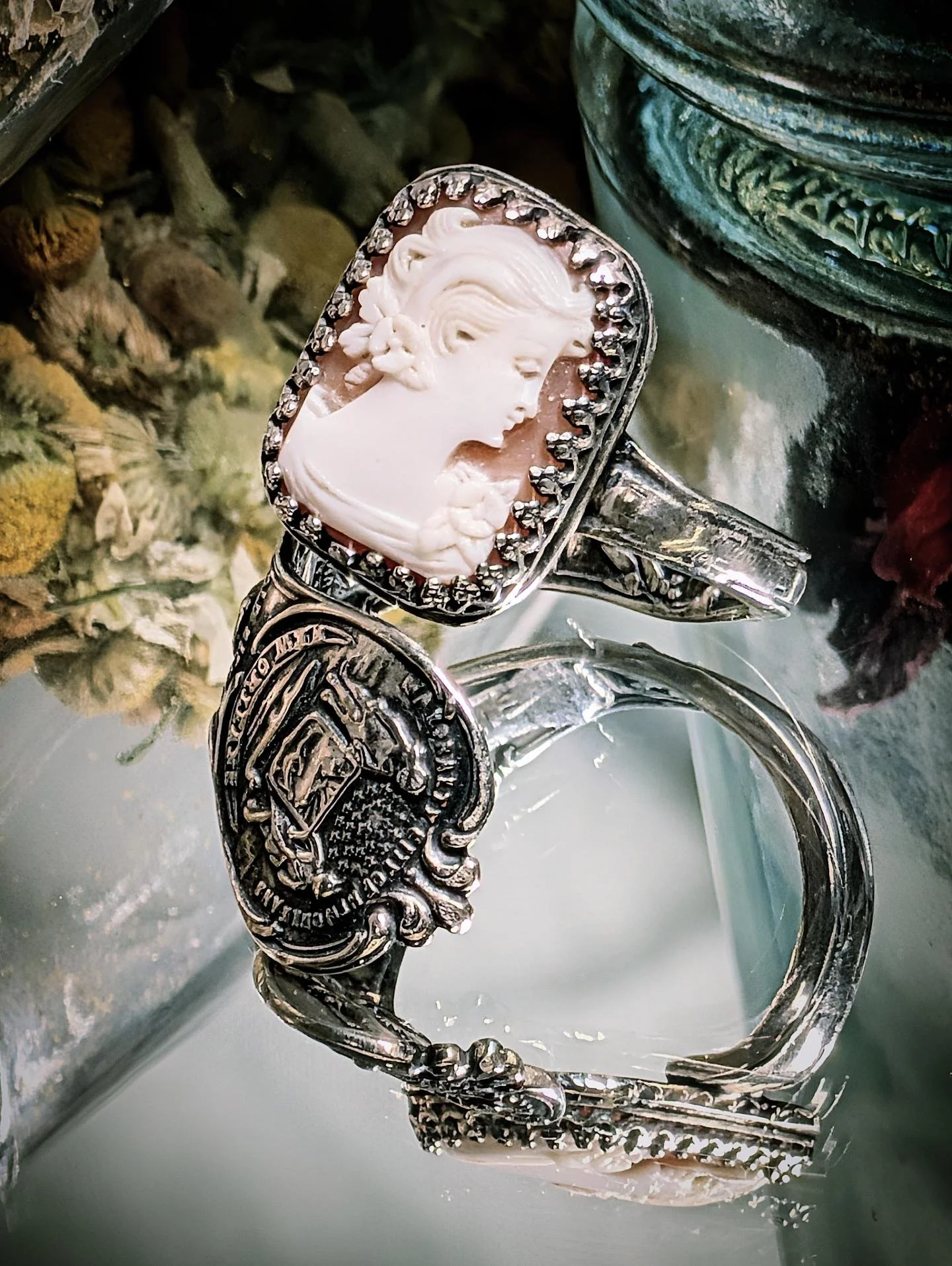 New Orleans Souvenir Spoon Cameo Ring