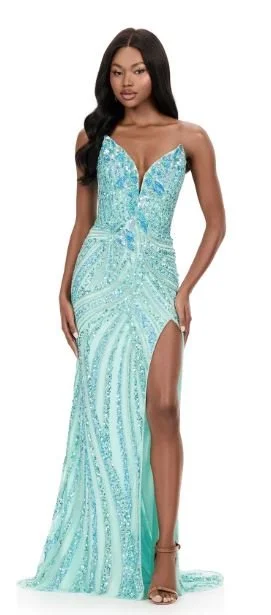 ASHLEYlauren 12230, aqua, size 0