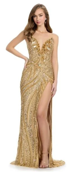 ASHLEYlauren 11236, gold, size 0