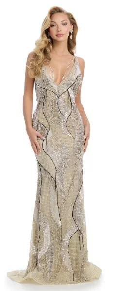 ASHLEYlauren 11623, silver, size 0