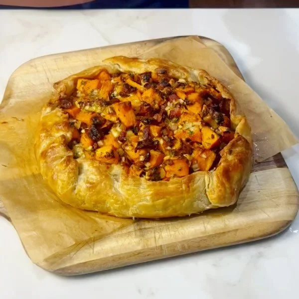 a fixture of the Smith family autumn table &mdash; our sweet potato galette with bacon and bleu cheese. 🍁

galettes can be thin and dainty, but this one is thickkkk and satisfying! a perfect meal for one of these chilly evenings when you don&rsquo;t