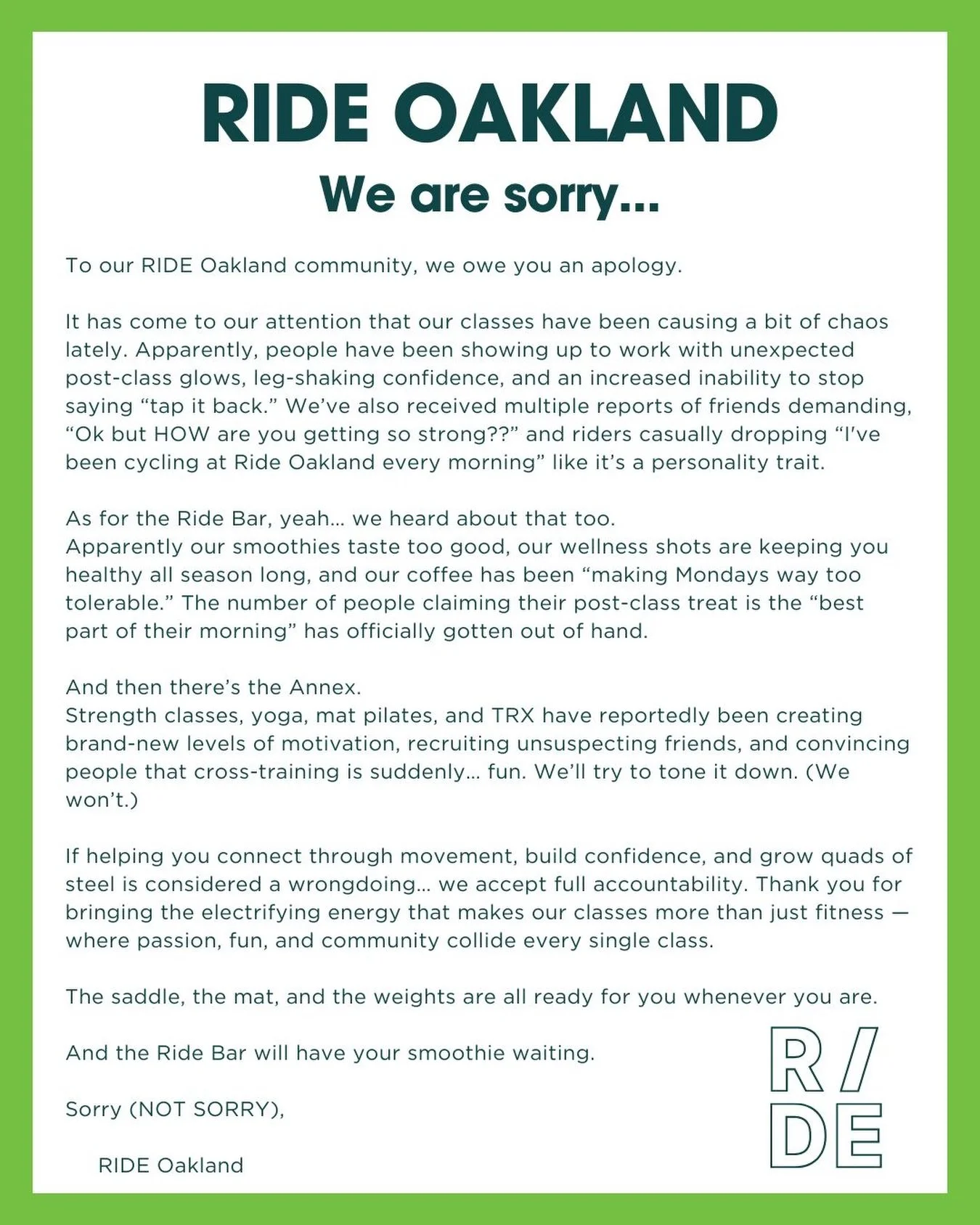 We hope you accept our apology! 😉💚💪🏼🚲