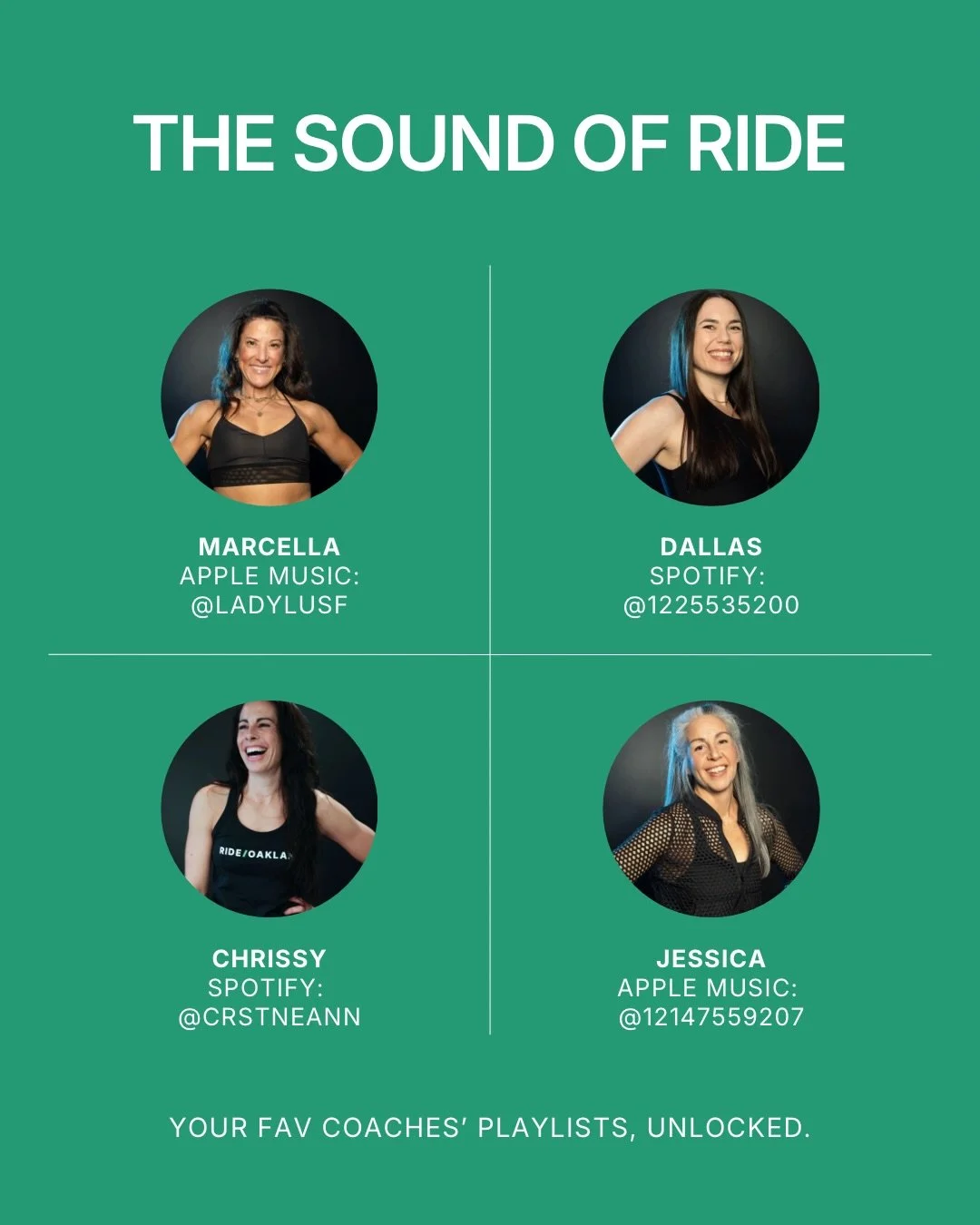You asked, we listened. 🎶 Swipe for the master guide to our RIDE coaches music and where to access it. Apple Music to Spotify, we&rsquo;ve got you covered. 💫

We hope you enjoy the sound of RIDE when you are away from the studio! 💚