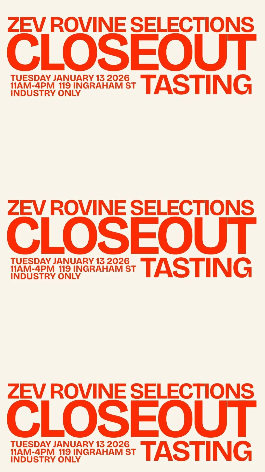 Closeout Tasting